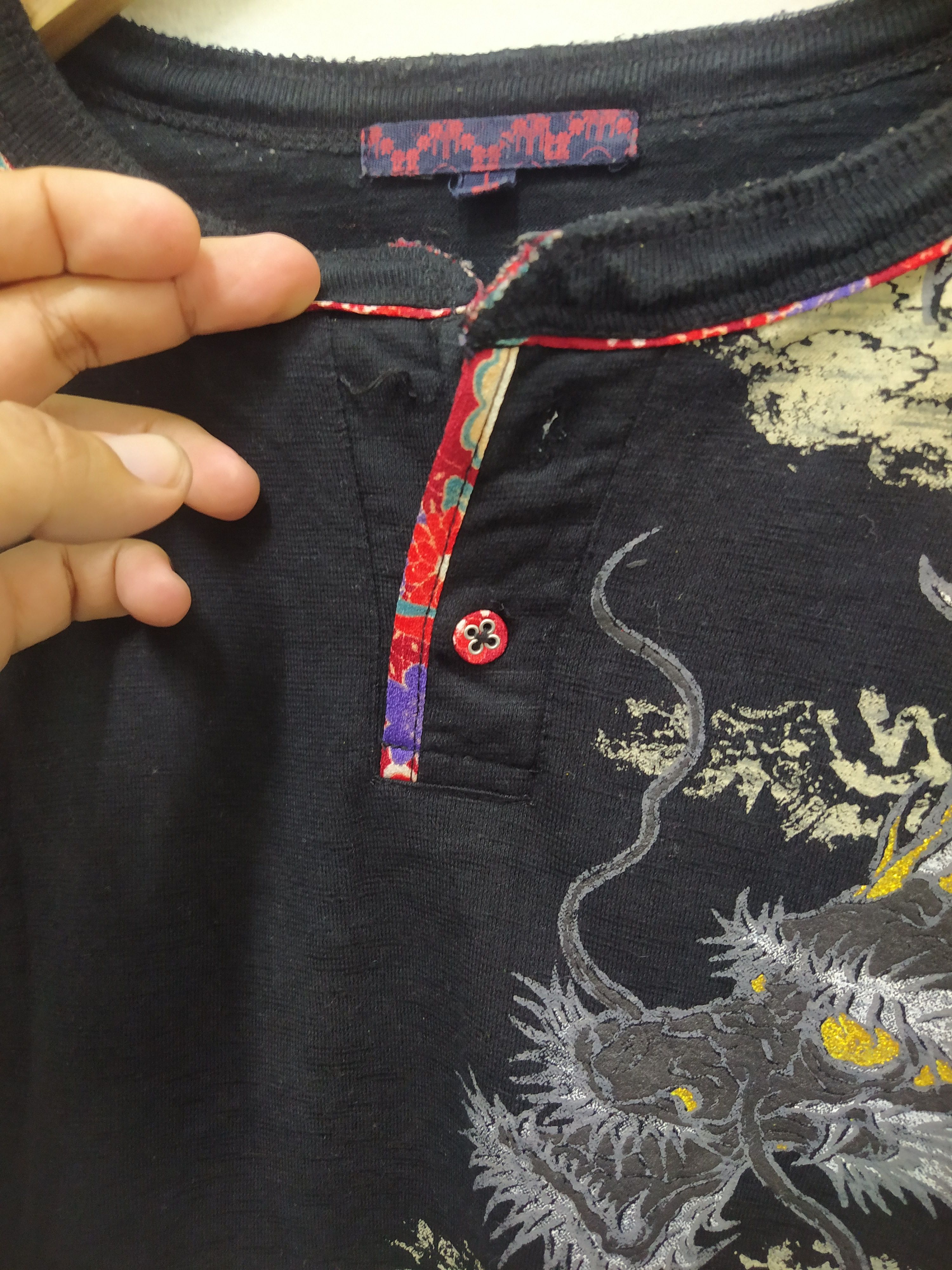 Japanese Brand Vintage Japanese Dragon Graphic Wagara T-Shirt Kimono Print Size US L / EU 52-54 / 3 - 10 Thumbnail