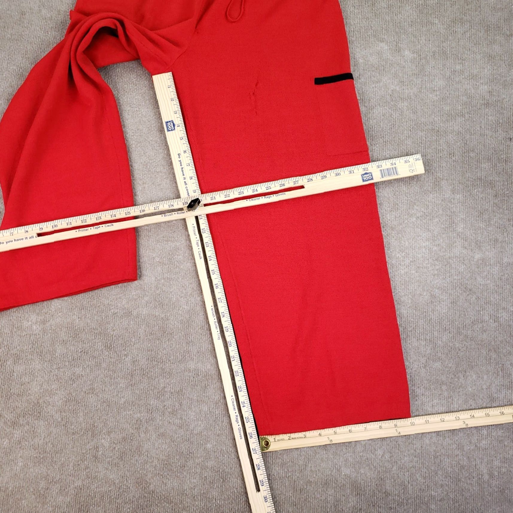 Vintage St John Sport Women's Large Red Stretch Pants Elastic Waist Drawstring Straight Leg Ankle Style Size 36" / US 14 / IT 50 - 2 Thumbnail