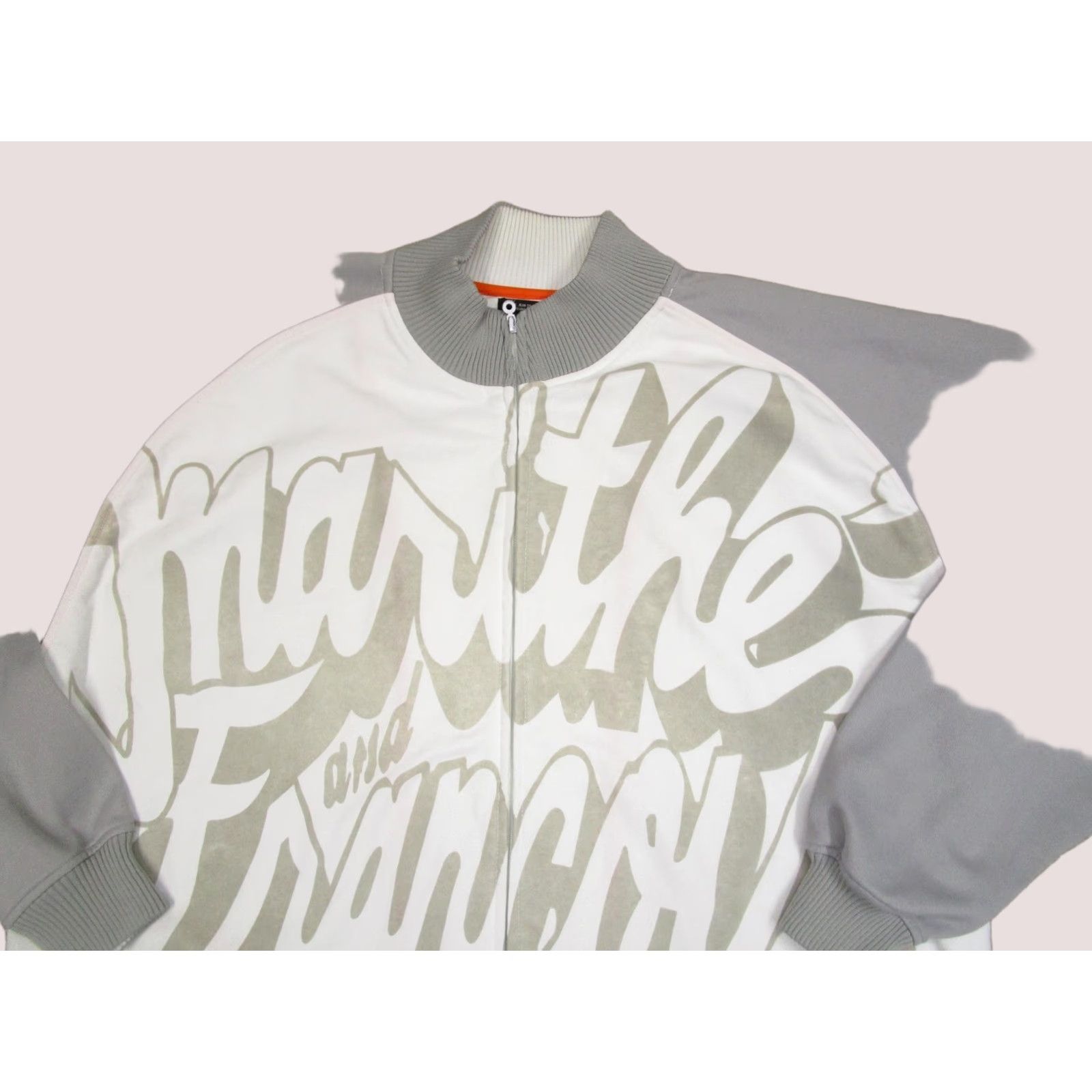 Vintage Marithe Francois Girbaud Track Jacket Mens 3XL White Gray Full Zip Graphic Retro Jacket Size US XXL / EU 58 / 5 - 1 Thumbnail