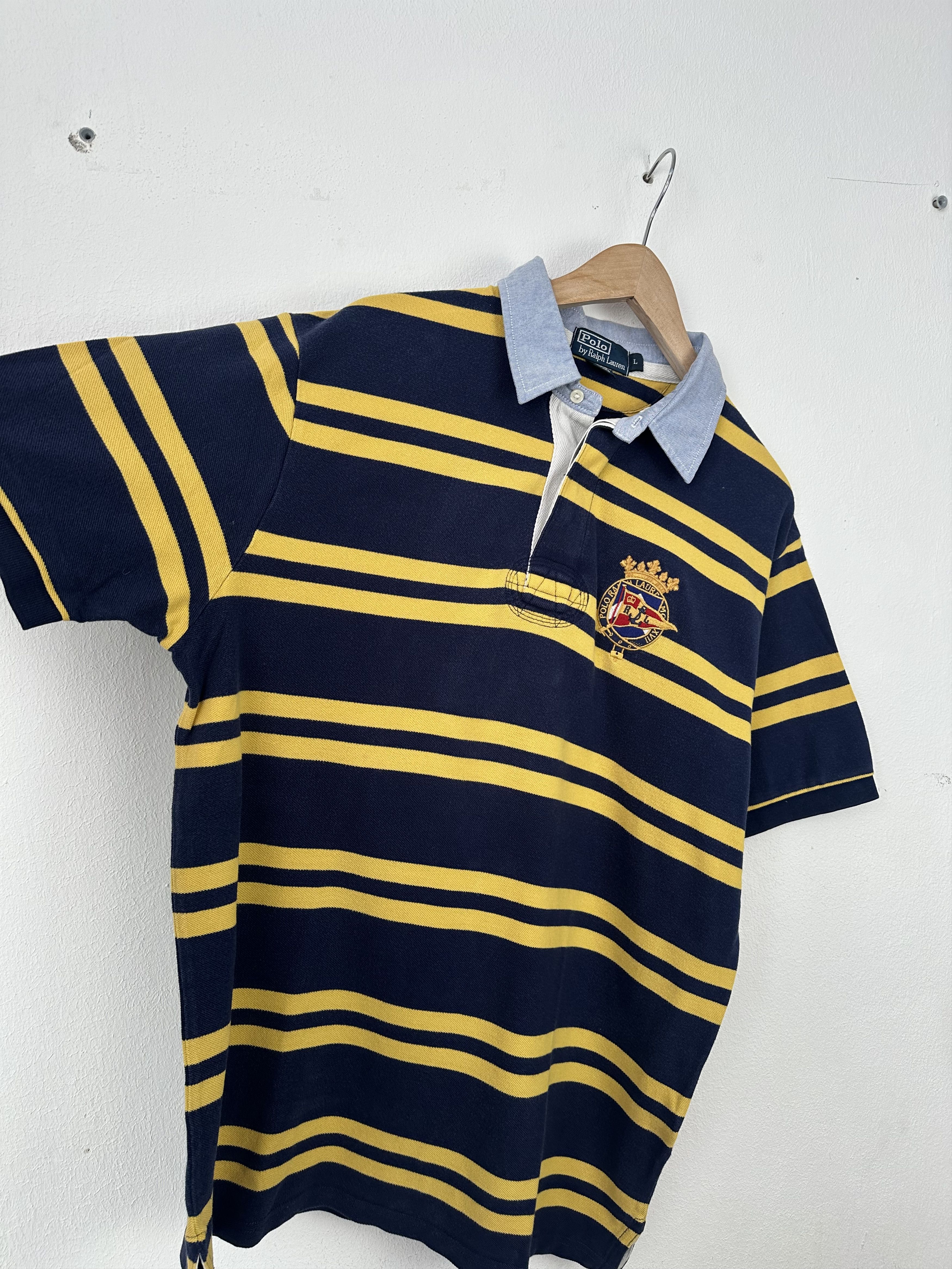 Polo Ralph Lauren × Ralph Lauren × Vintage Polo ralph lauren striped t-shirt polo rubgy 5 back print Size US L / EU 52-54 / 3 - 7 Thumbnail