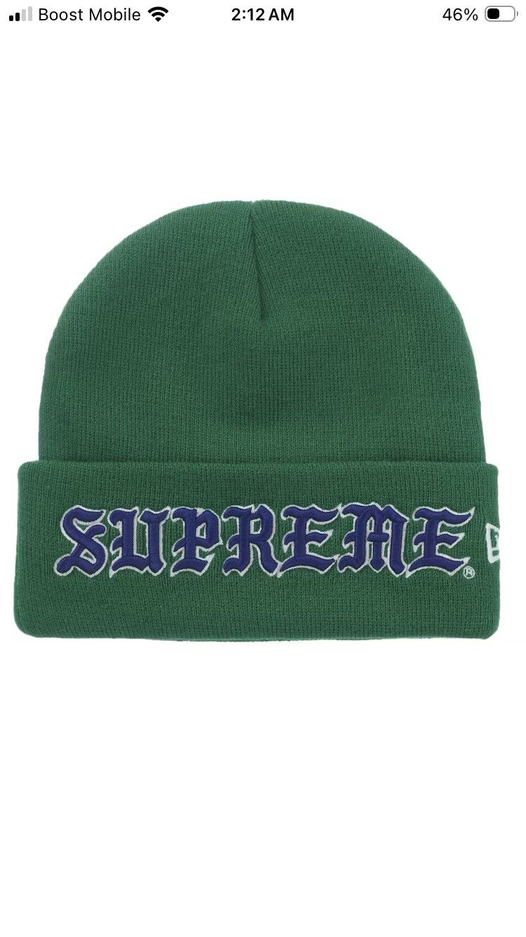 Supreme Supreme Old English Printed Beanie (SS26) Olive | Grailed