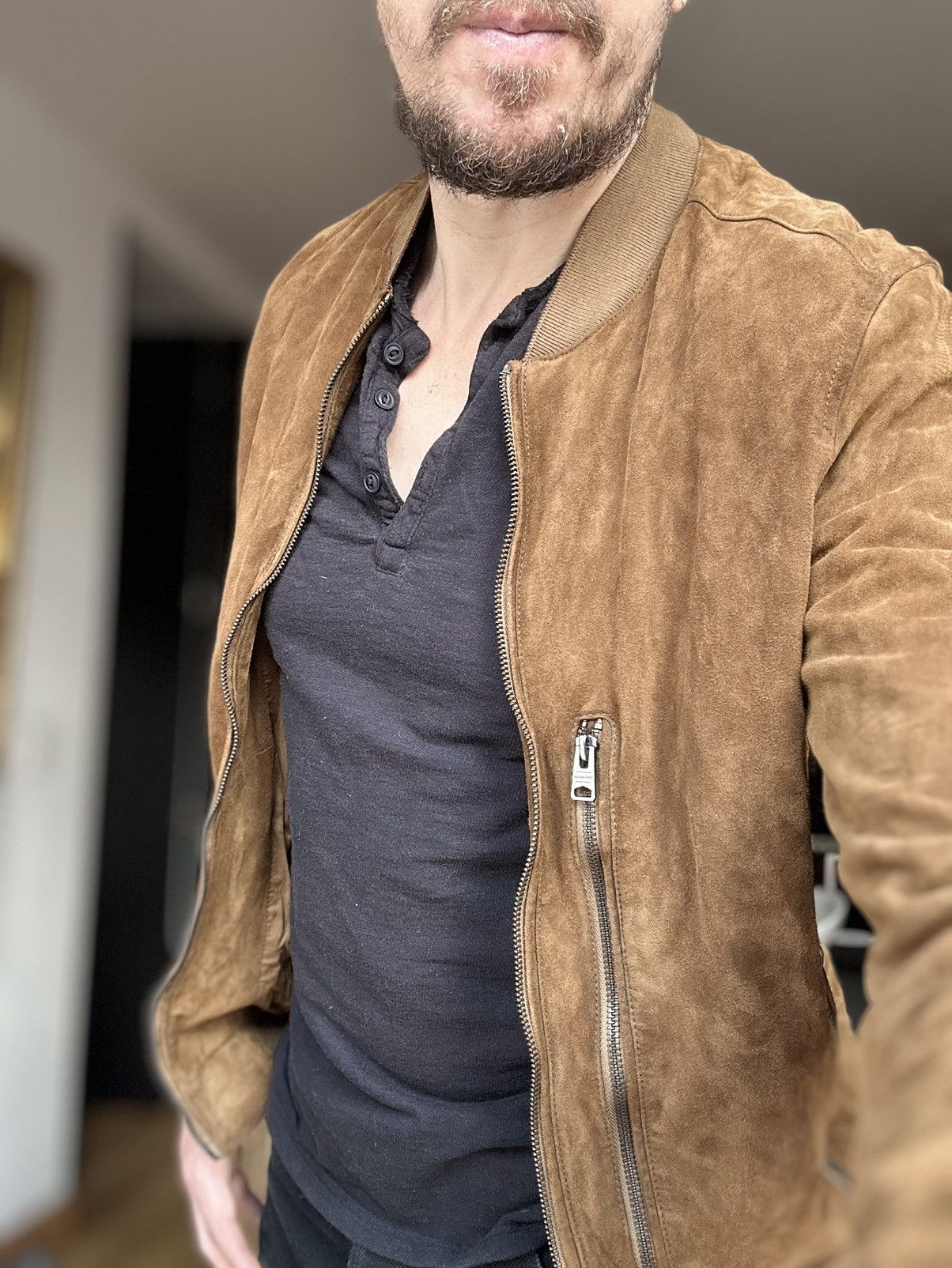 Allsaints All Saints Bergen Bomber suede leather brown Jacket S Size US S / EU 44-46 / 1 - 1 Thumbnail