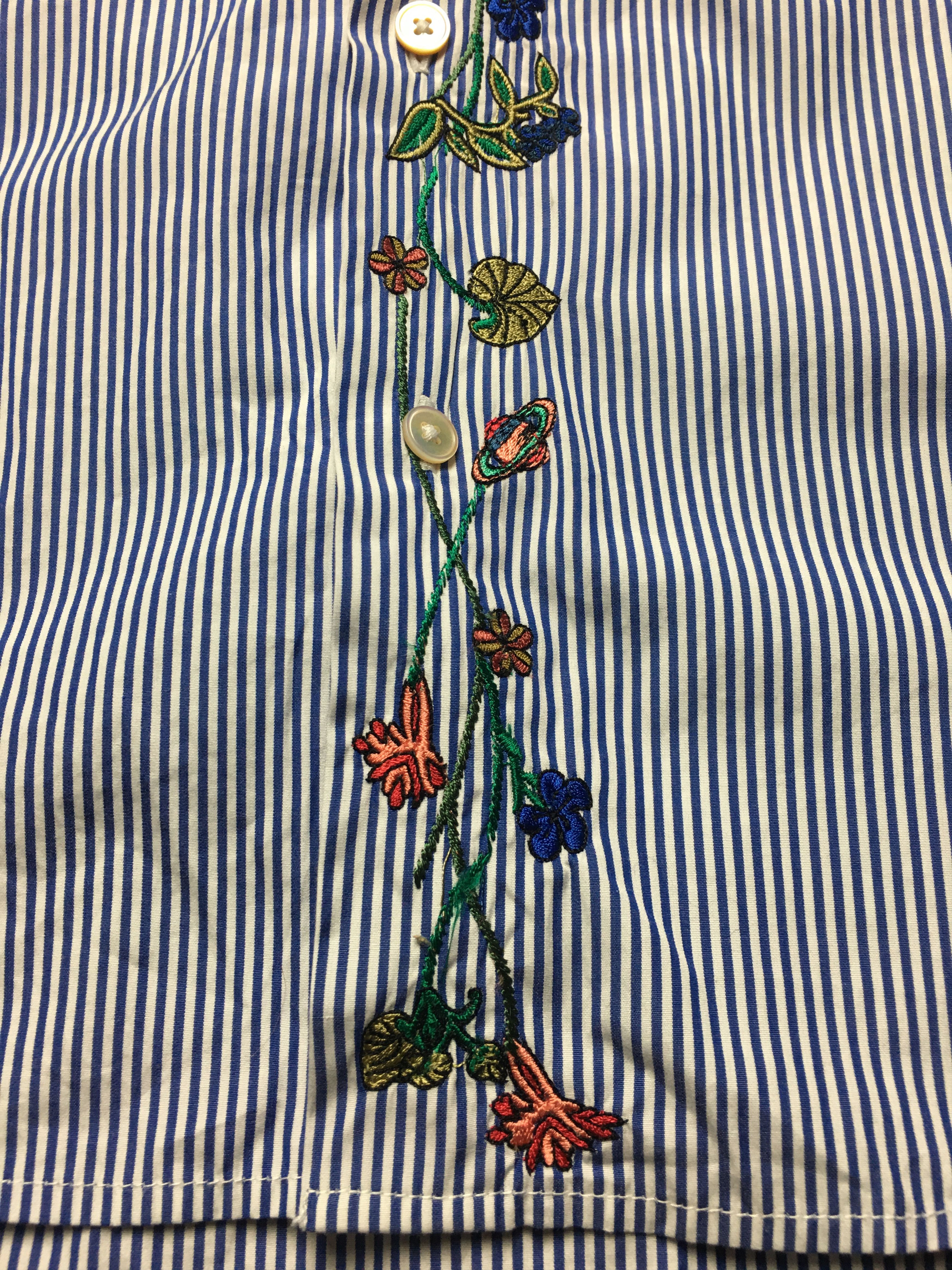Paul Smith Paul Smith Stripped Embroidered Floral Mens Shirt Size US M / EU 48-50 / 2 - 6 Thumbnail