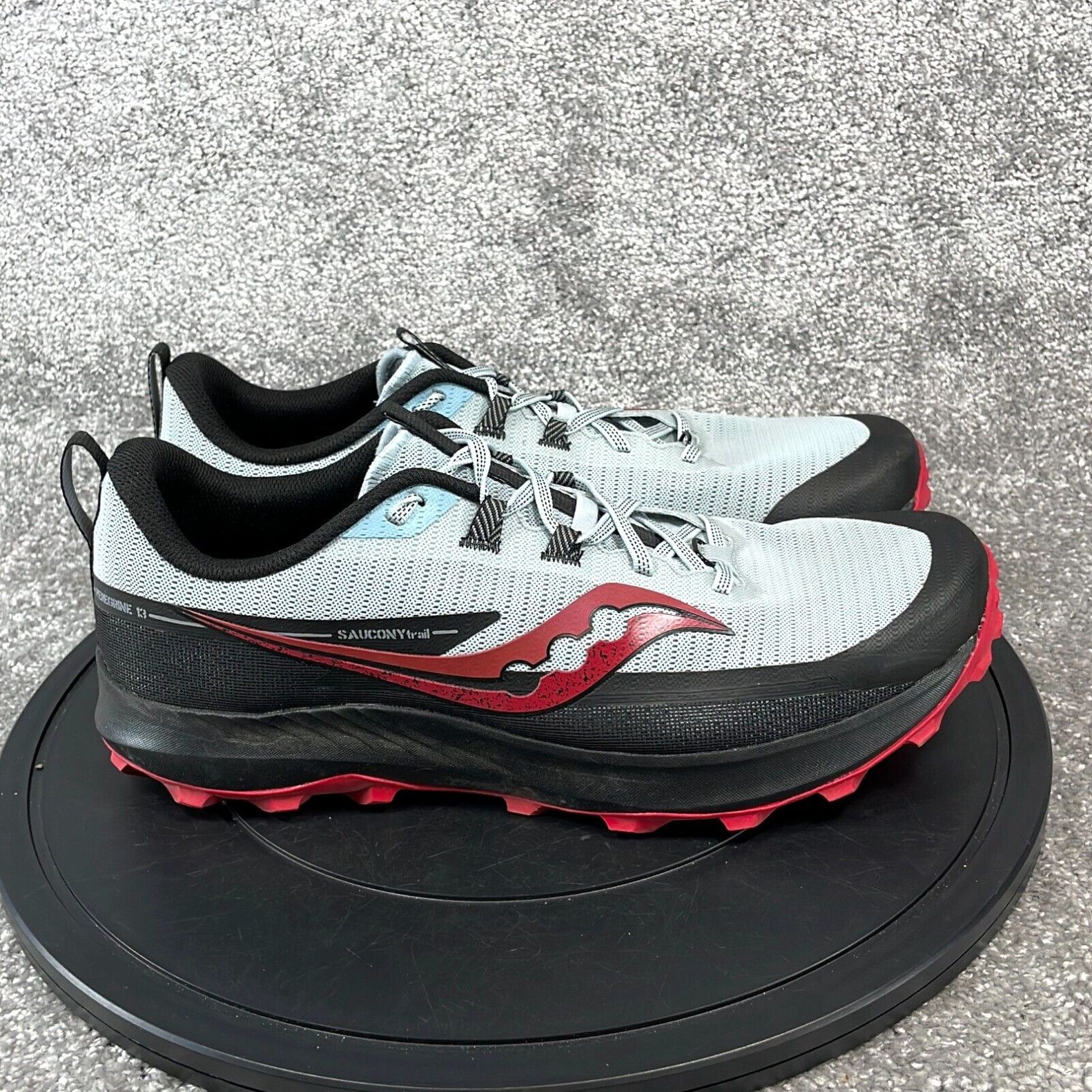 image of Saucony Shoes Men's Size 14 Peregrine 13 Running Sneaker Blue Black in White