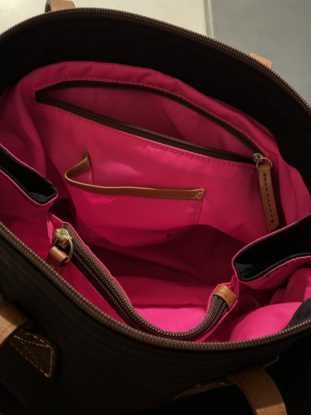 Dooney & Bourke Dooney & Bourke "Victoria" Black Nylon Shoulder Bag hot pink Size ONE SIZE - 8 Thumbnail