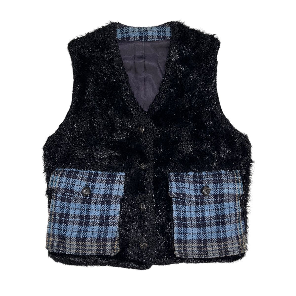 Issey Miyake Tsumori Chisato Design Faux fur Check vest
