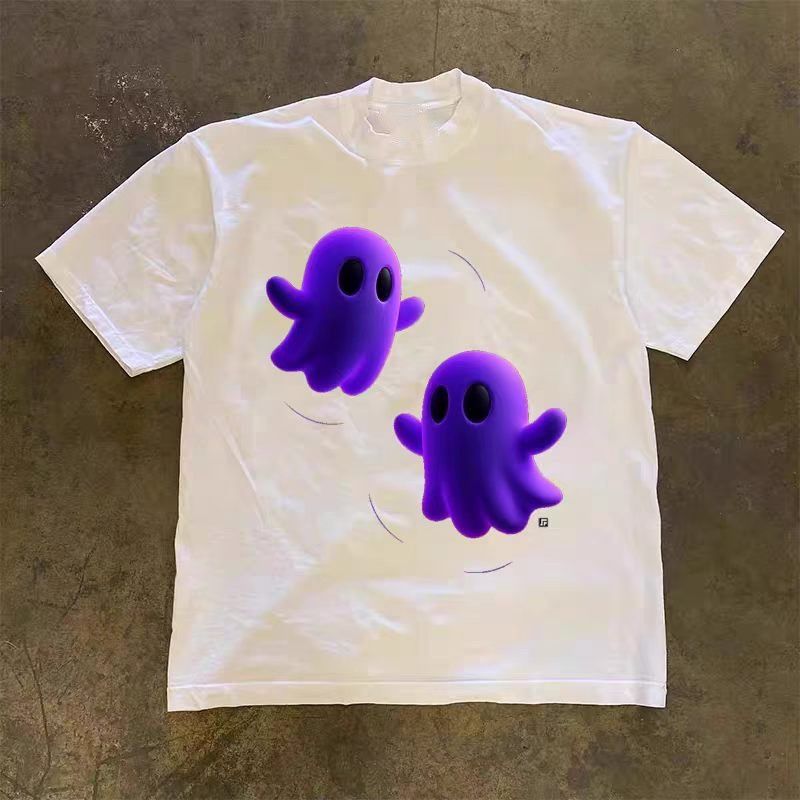 Vintage White Washed Vintage Ghost Print T-Shirt Size US M / EU 48-50 / 2 - 1 Thumbnail