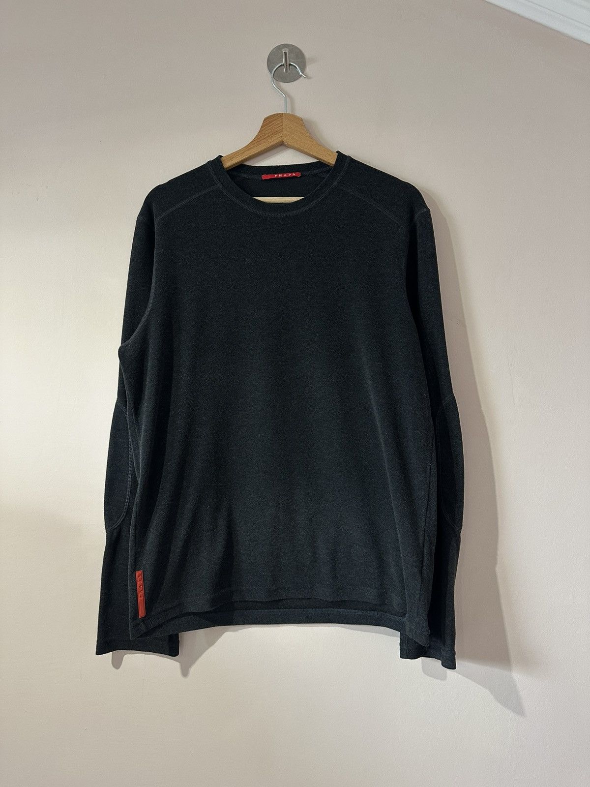 Prada Vintage Prada Red Tab Longsleeve Sweatshirt Size US XL / EU 56 / 4 - 21 Thumbnail
