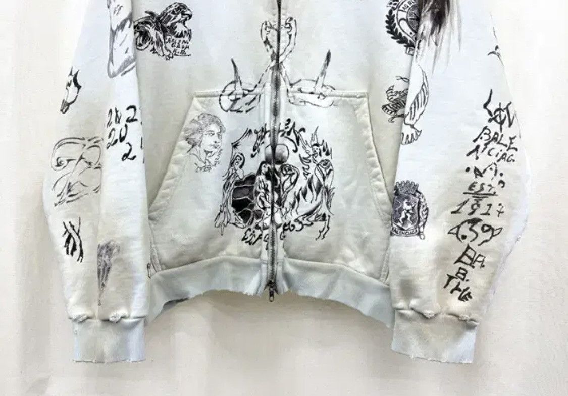 Balenciaga Balenciaga Distressed Tattoo Zip Hoodie Size US L / EU 52-54 / 3 - 7 Thumbnail
