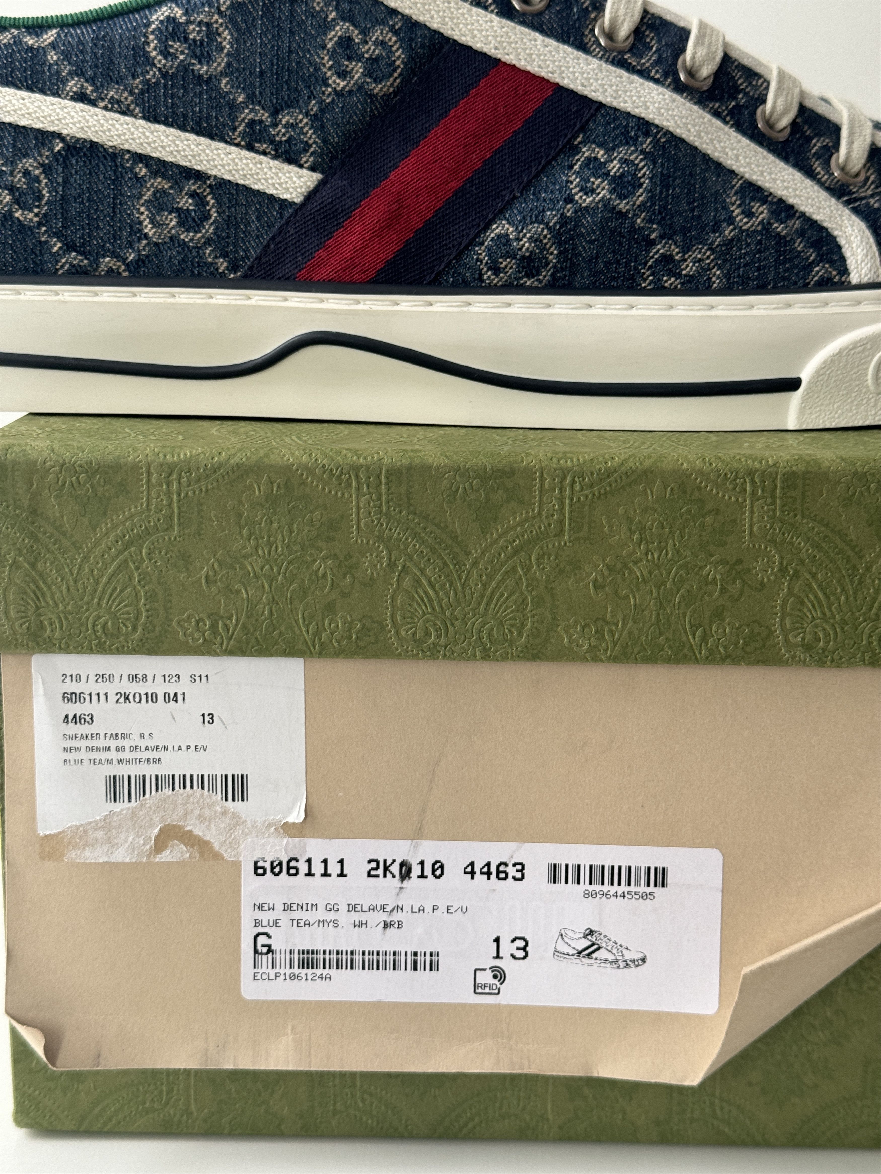 Gucci size 13G - Gucci Tennis Denim Sneakers GG print Size US 13 / EU 46 - 9 Thumbnail