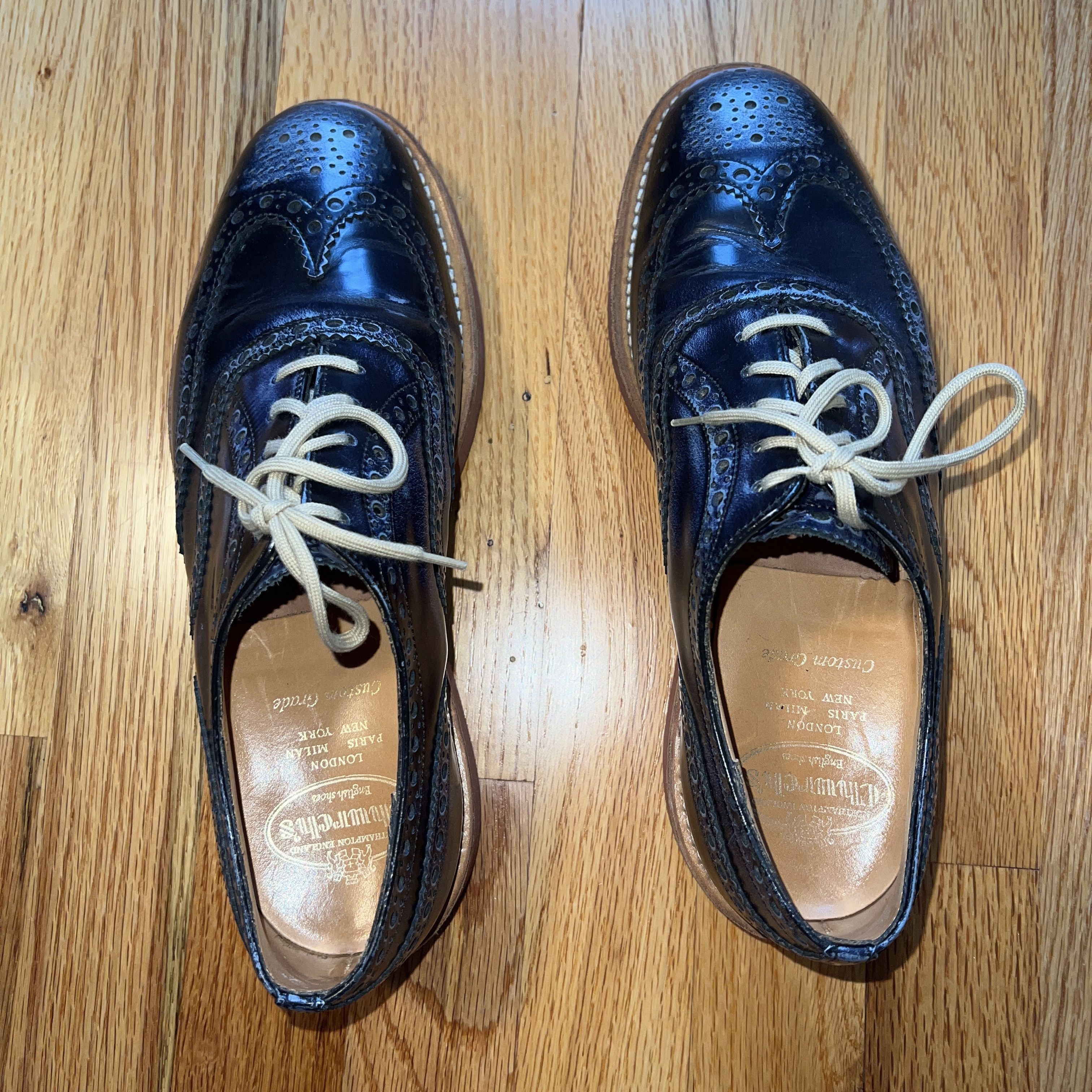 Church's CHURCH'S DOWNISH NAVY FUME RUBBED LEATHER RUBBER SOLE SIZE 8 Size US 8 / EU 41 - 5 Thumbnail