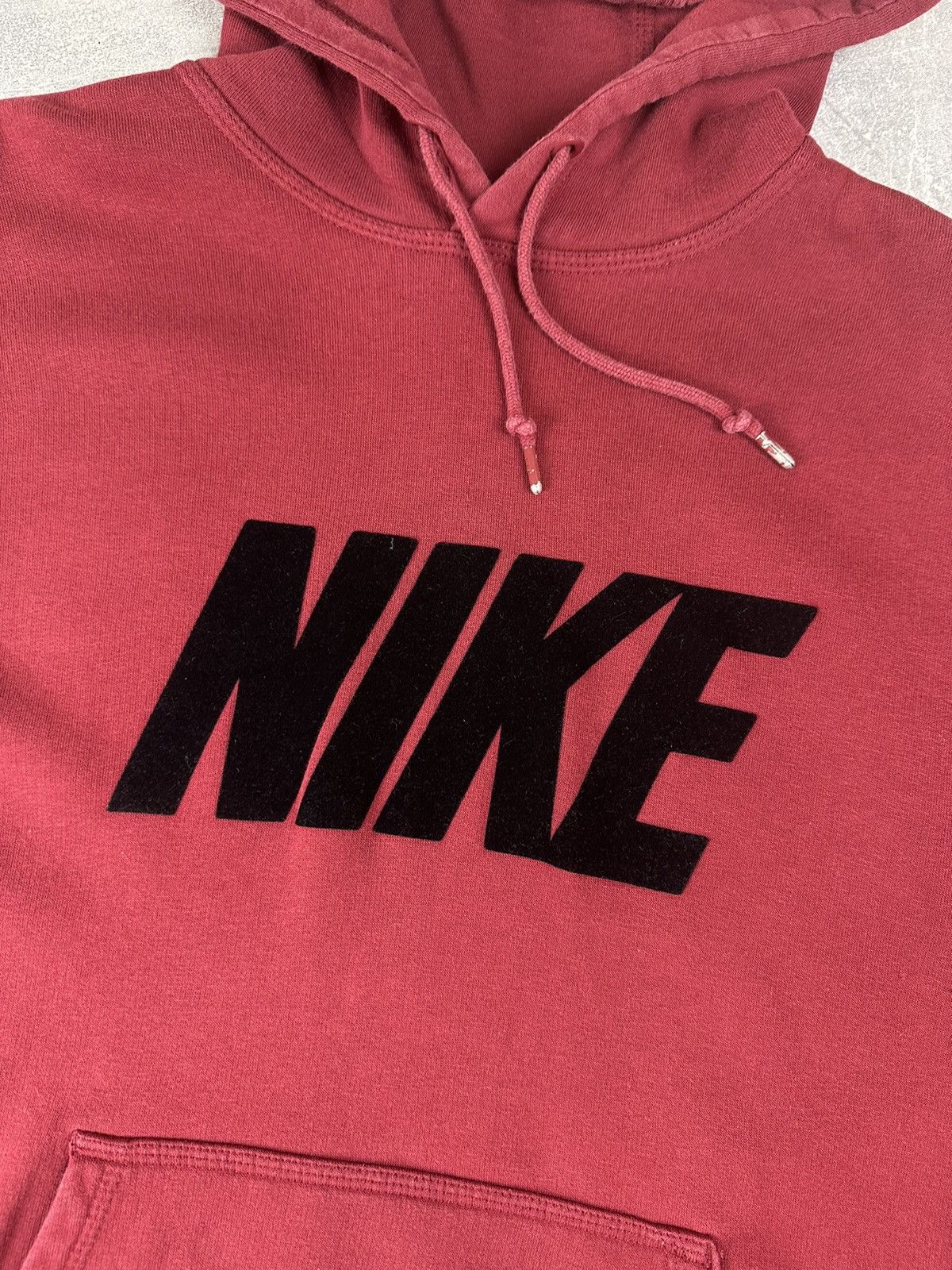 Nike Mens Nike Overprint Logo Burgundy Velour Hoodie Size US M / EU 48-50 / 2 - 6 Thumbnail
