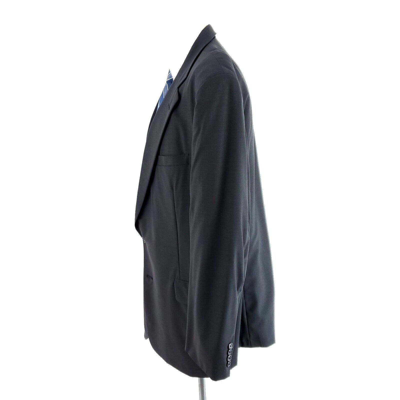 Tom James Tom James Bespoke 2 Button Blazer 46L Black Blue Black Check Size 46L - 4 Thumbnail