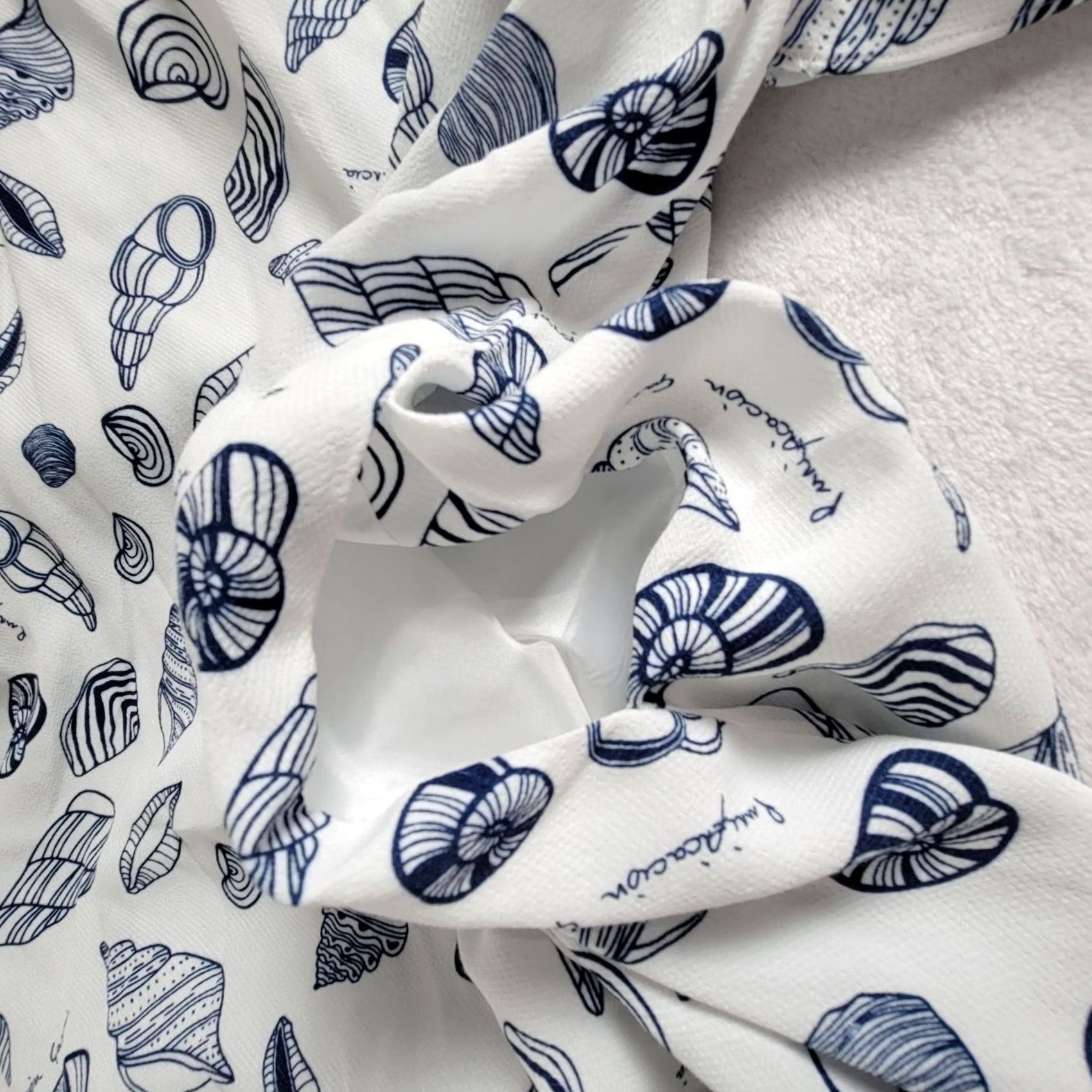 Vintage Purificacion Garcia Womens White Navy Seashell Print Tie-Sleeve Dress Size 36 Size XS / US 0-2 / IT 36-38 - 5 Thumbnail