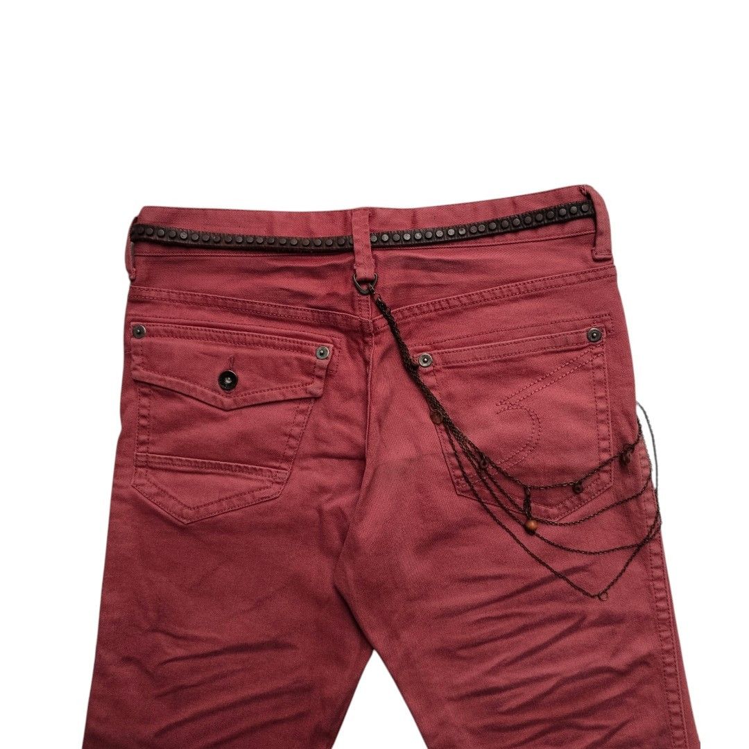 Tornado Mart Semantic design maroon bloody whisker effect jean Size US 31 - 4 Thumbnail
