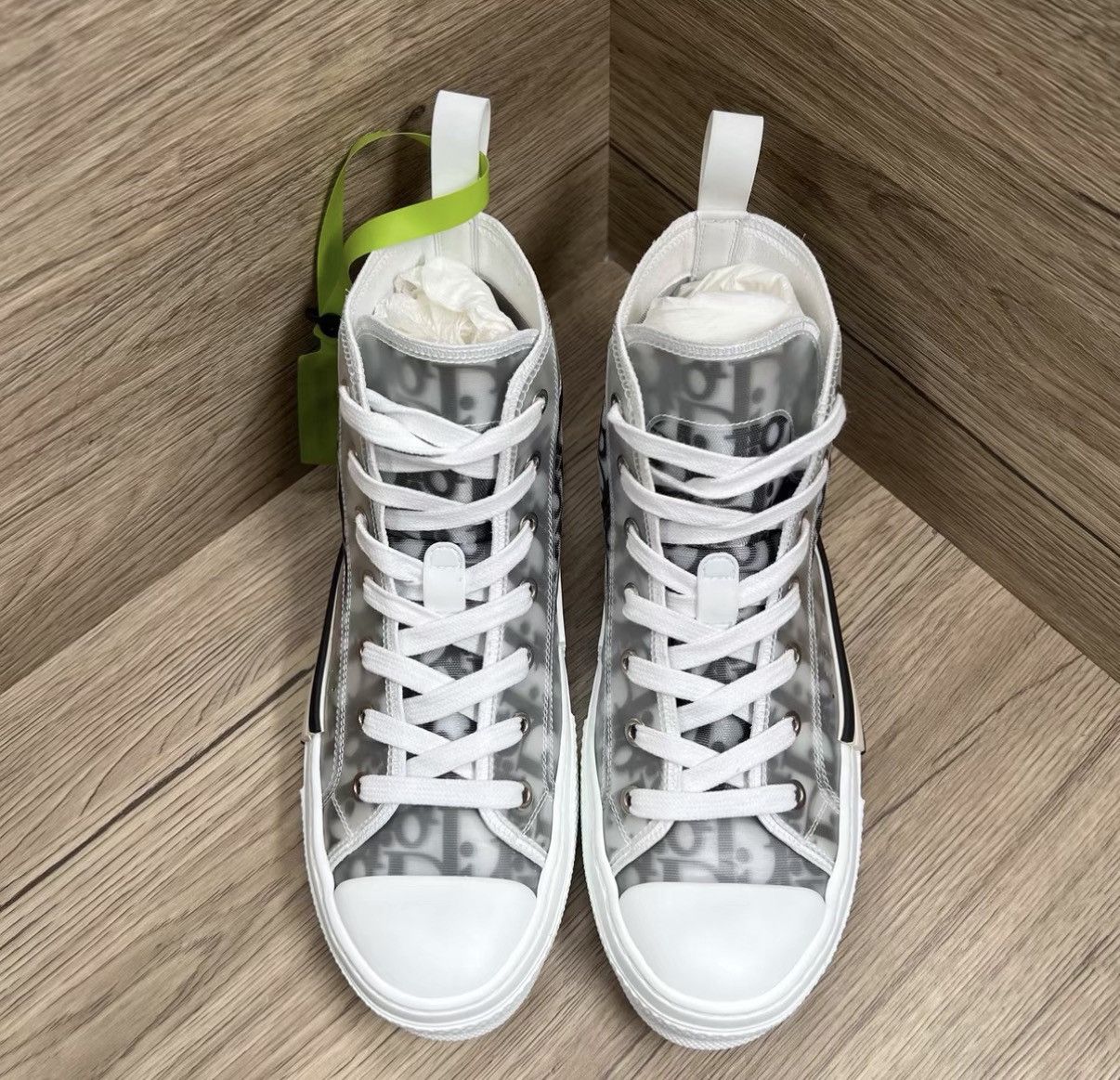 Dior Dior B23 White and Black Mesh Monogram High-Top Sneakers J41 Size US 6.5 / EU 39-40 - 3 Thumbnail