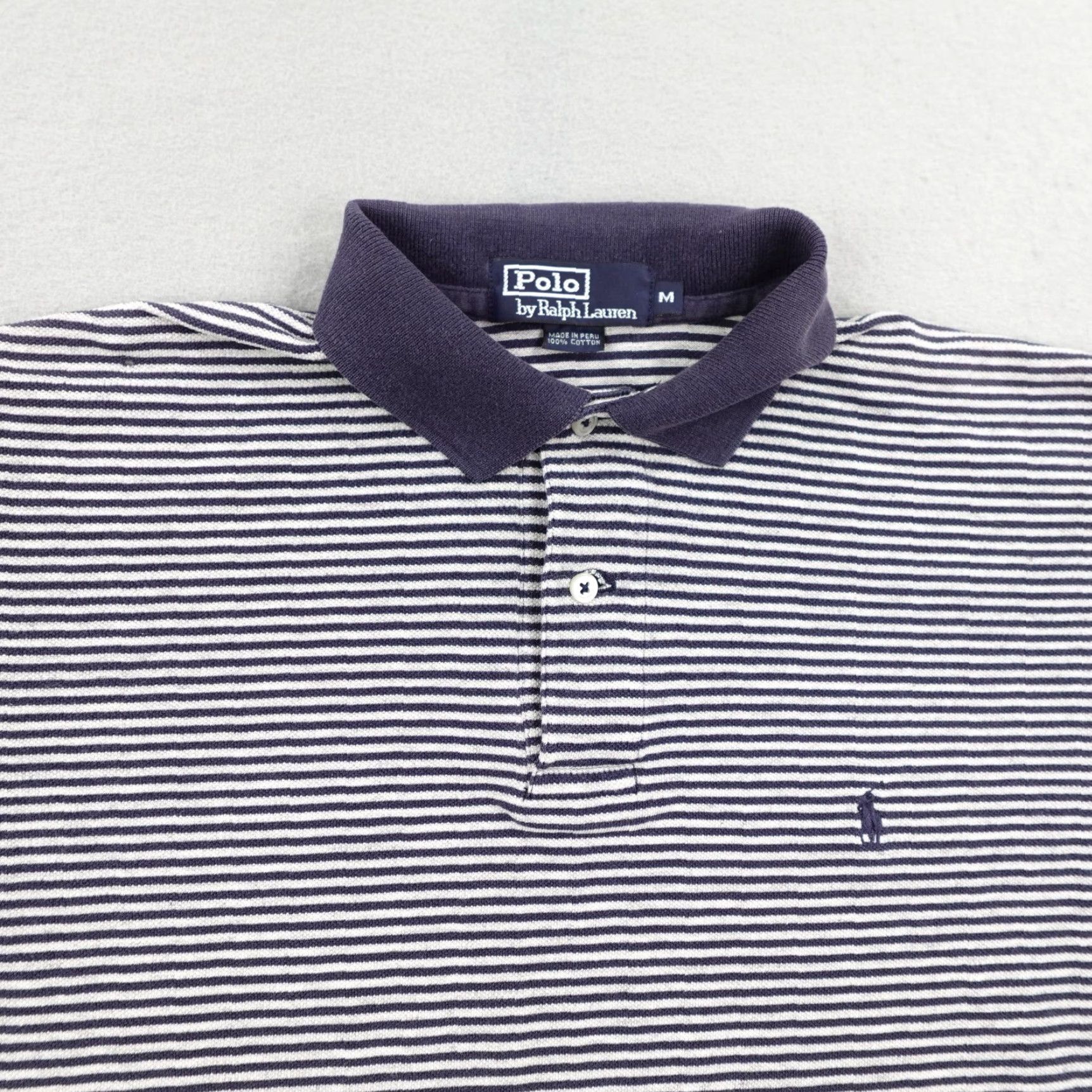 Polo Ralph Lauren VINTAGE Polo Ralph Lauren Blue Striped Polo Shirt Mens Medium Collared Regular Fit Size US M / EU 48-50 / 2 - 2 Thumbnail