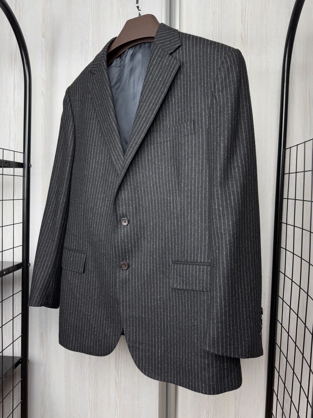 Polo Ralph Lauren POLO Ralph Lauren Gregory Wool Pinstripe Suit Dark Grey 42R Size 42R - 21 Thumbnail