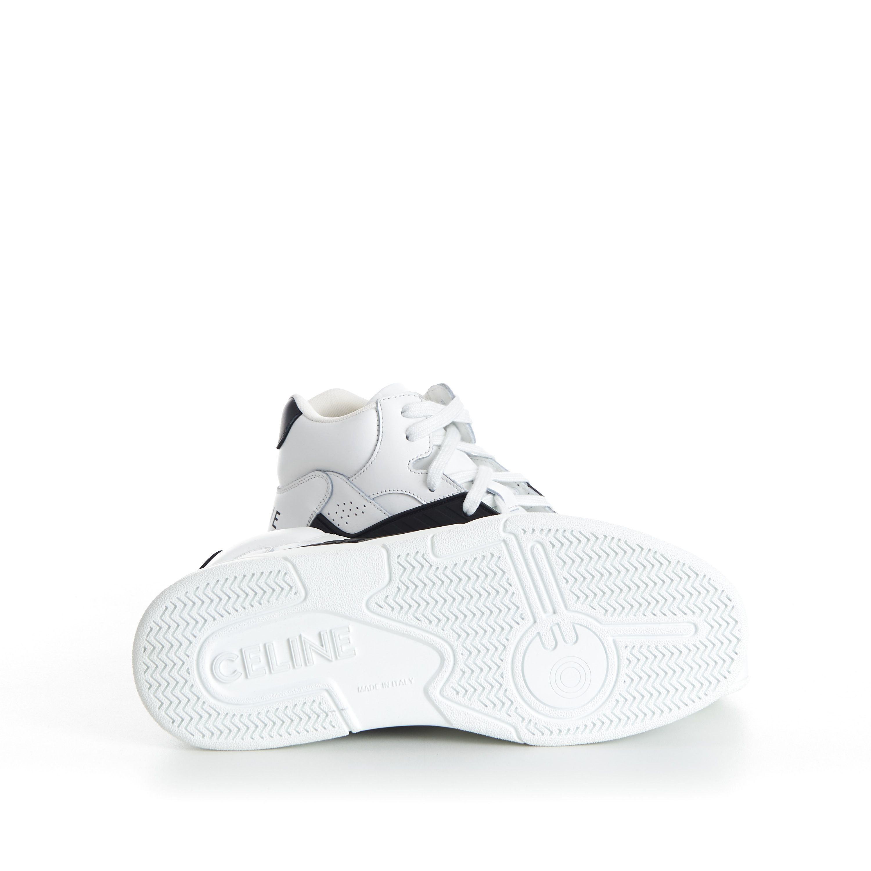 Celine Men's CT-06 High Top Sneaker - White/Black Calfskin Leather Size US 6 / EU 39 - 11 Thumbnail
