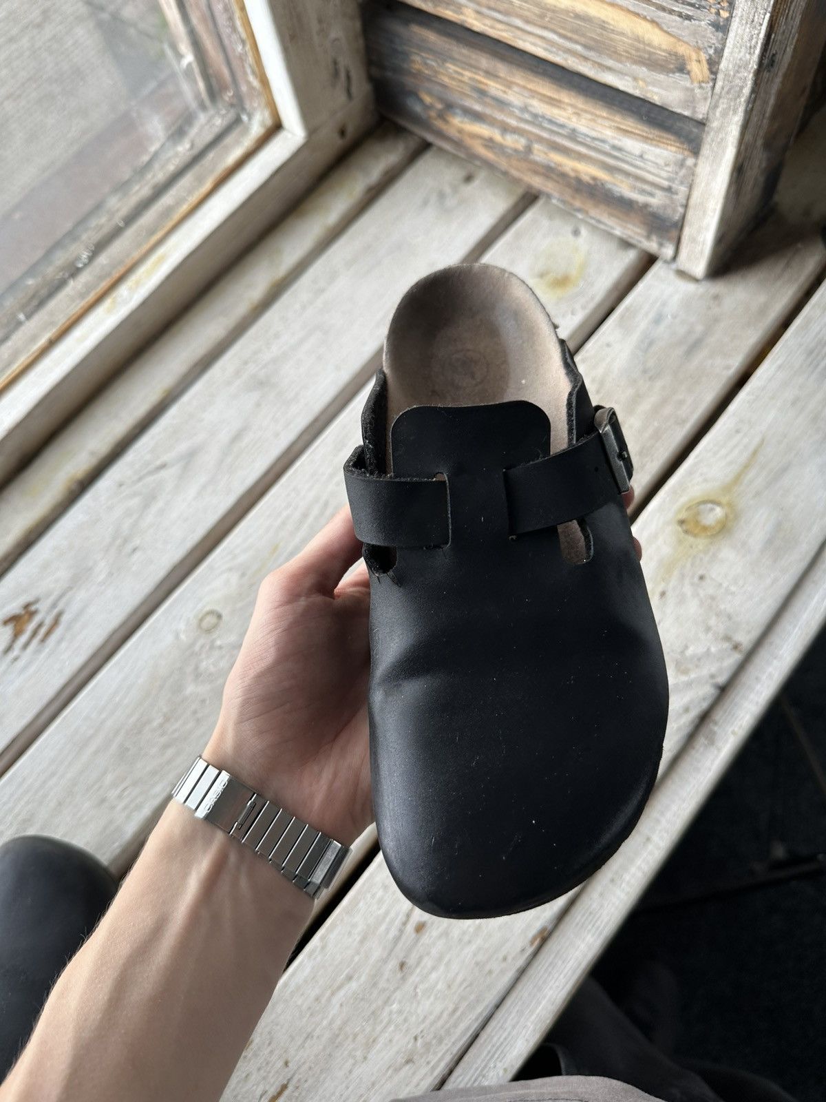 Birkenstock 🚨VNTG Birkenstock BOSTON 38 BLACK Luxe Sandals rare slides Size US 8 / IT 38 - 8 Thumbnail