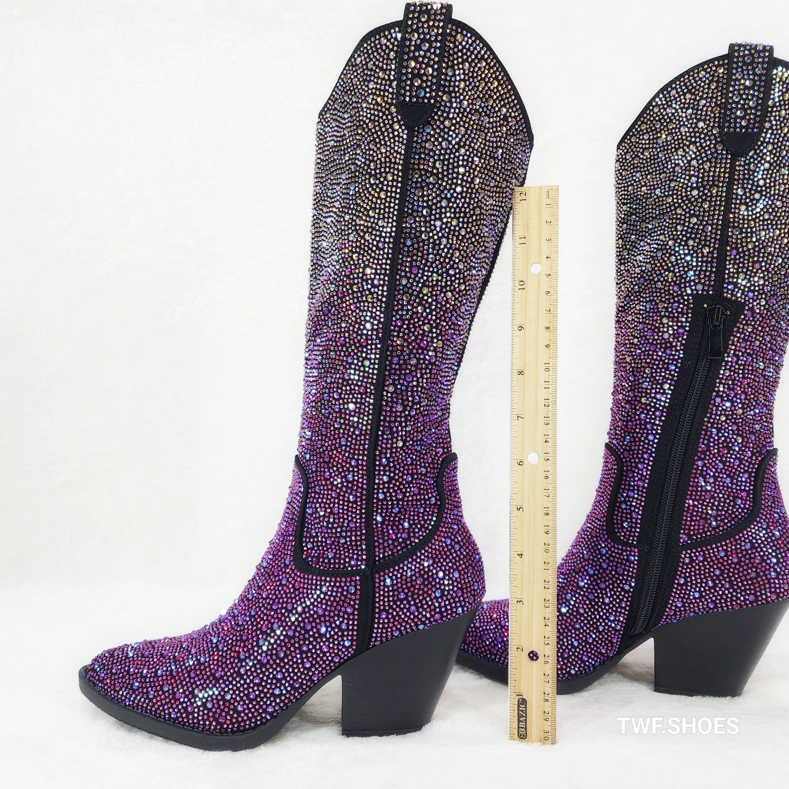 Other Wild Ones Glamour Cowboy Purple Multi Ombre Rhinestone Cowgi Size US 7 / IT 37 - 8 Thumbnail