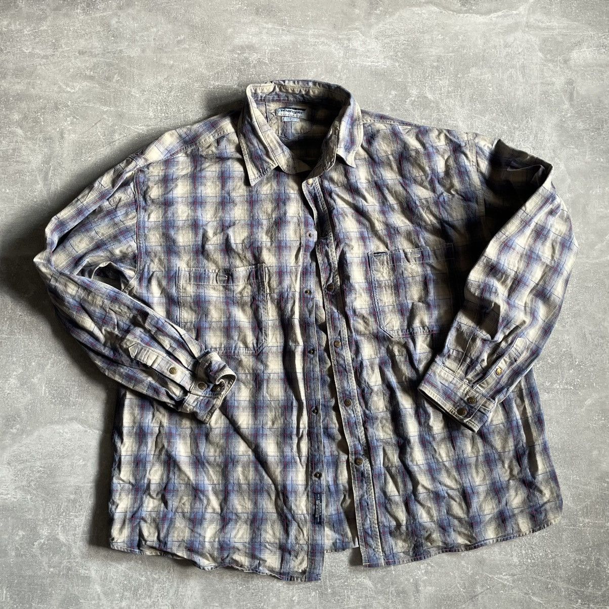 Vintage × Wrangler Rare 90s Vintage Wrangler indigo Aztec Western Shirt Strip Size US XXL / EU 58 / 5 - 1 Thumbnail