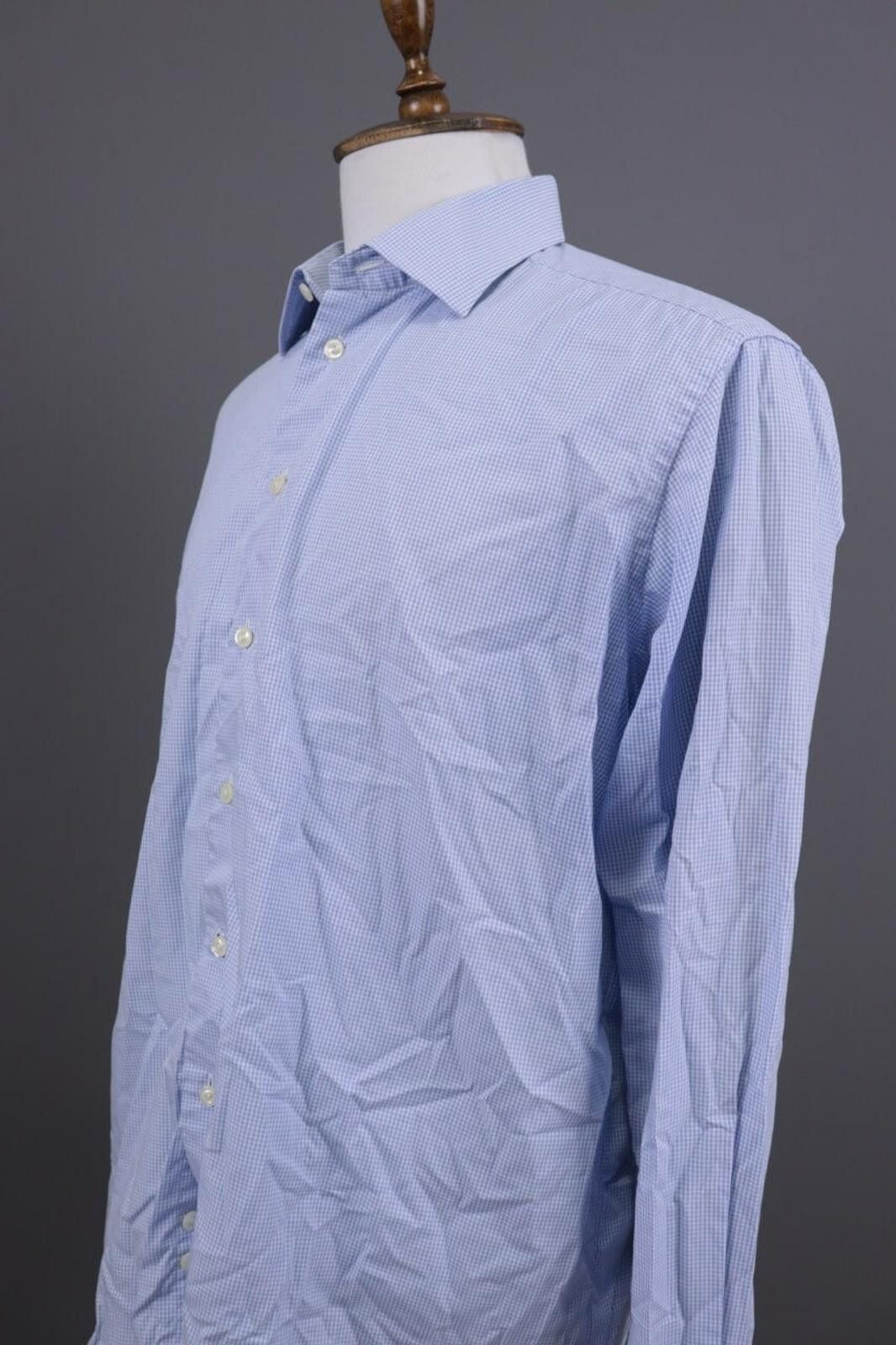 Eton Eton Contemporary Blue Check Dress Shirt Size 45 / 17 Size US M / EU 48-50 / 2 - 5 Thumbnail