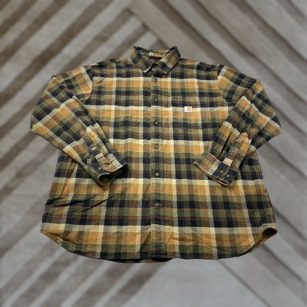 Carhartt Carhartt Rugged Flex Flannel Shirt Mens Relaxed Fit Midweight XL Workwear Button-Up Long Sleeve Multicolor Check Cotton Blend Size US XL / EU 56 / 4 - 1 Thumbnail