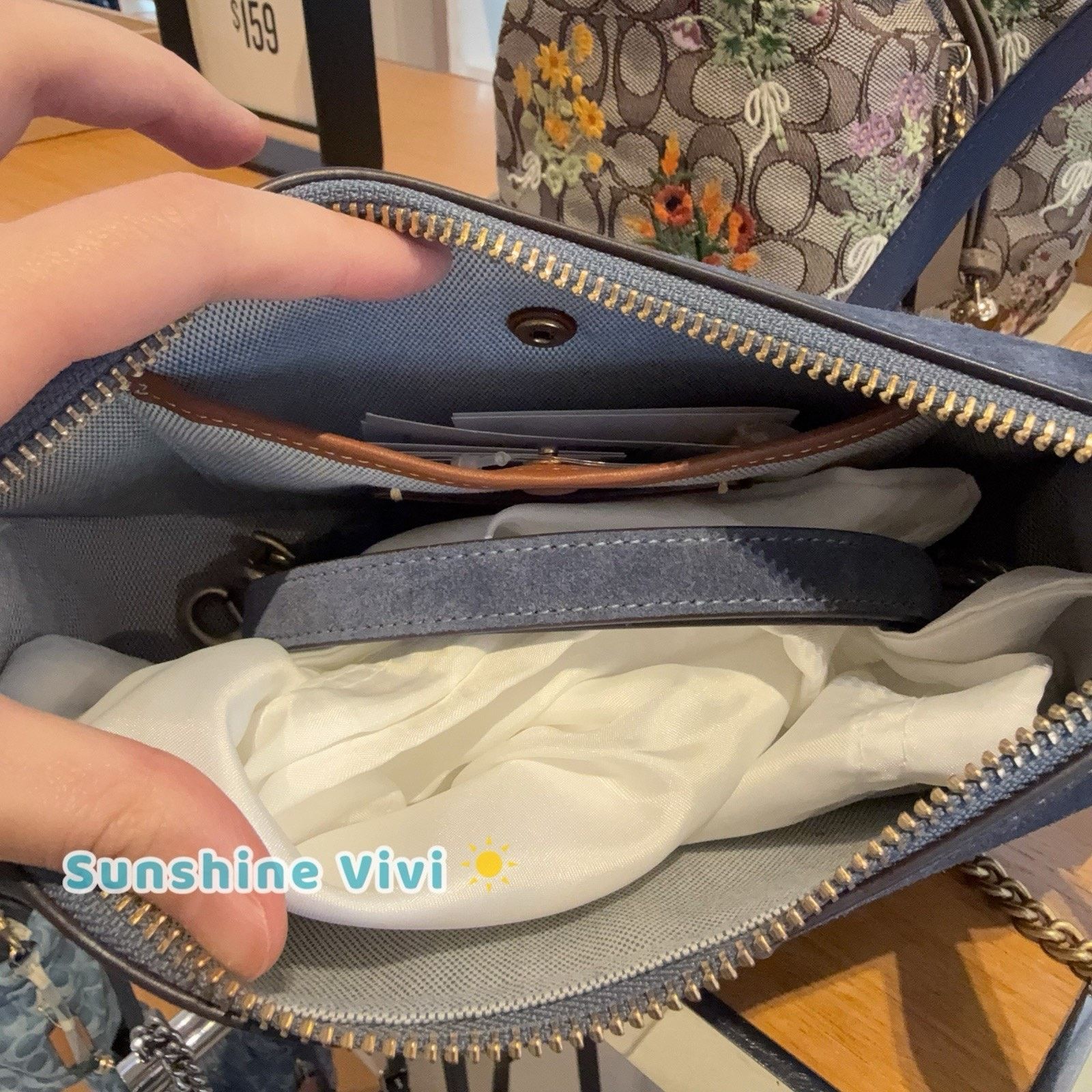 Coach NWT COACH Natural Grain Leather Waverly Bag Denim CDD78 Size ONE SIZE - 5 Thumbnail