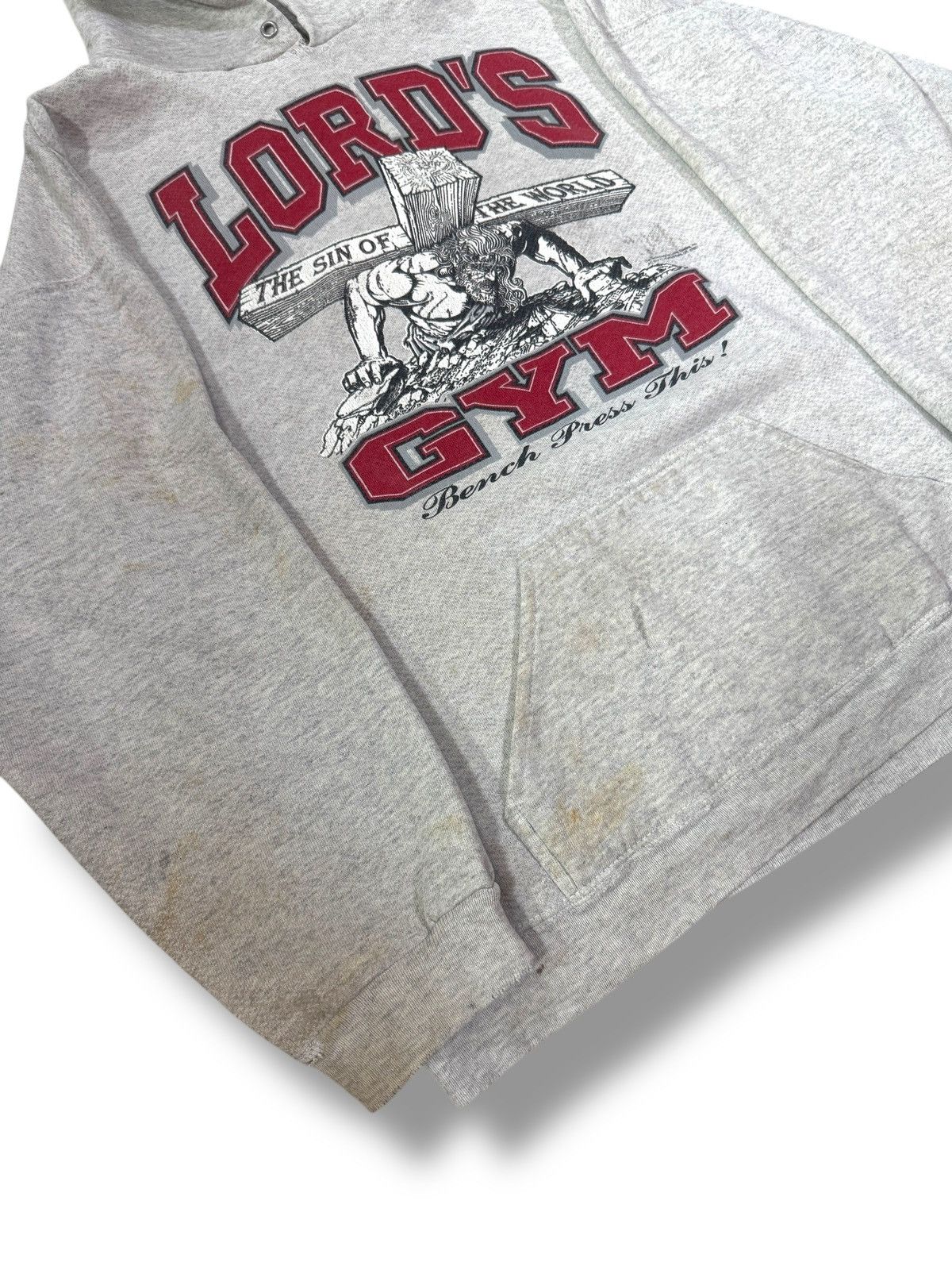 Vintage *RARE* 90s VINTAGE LORD’S GYM GOD BODYBUILDING HOODIE TULTEX Size US XL / EU 56 / 4 - 3 Thumbnail
