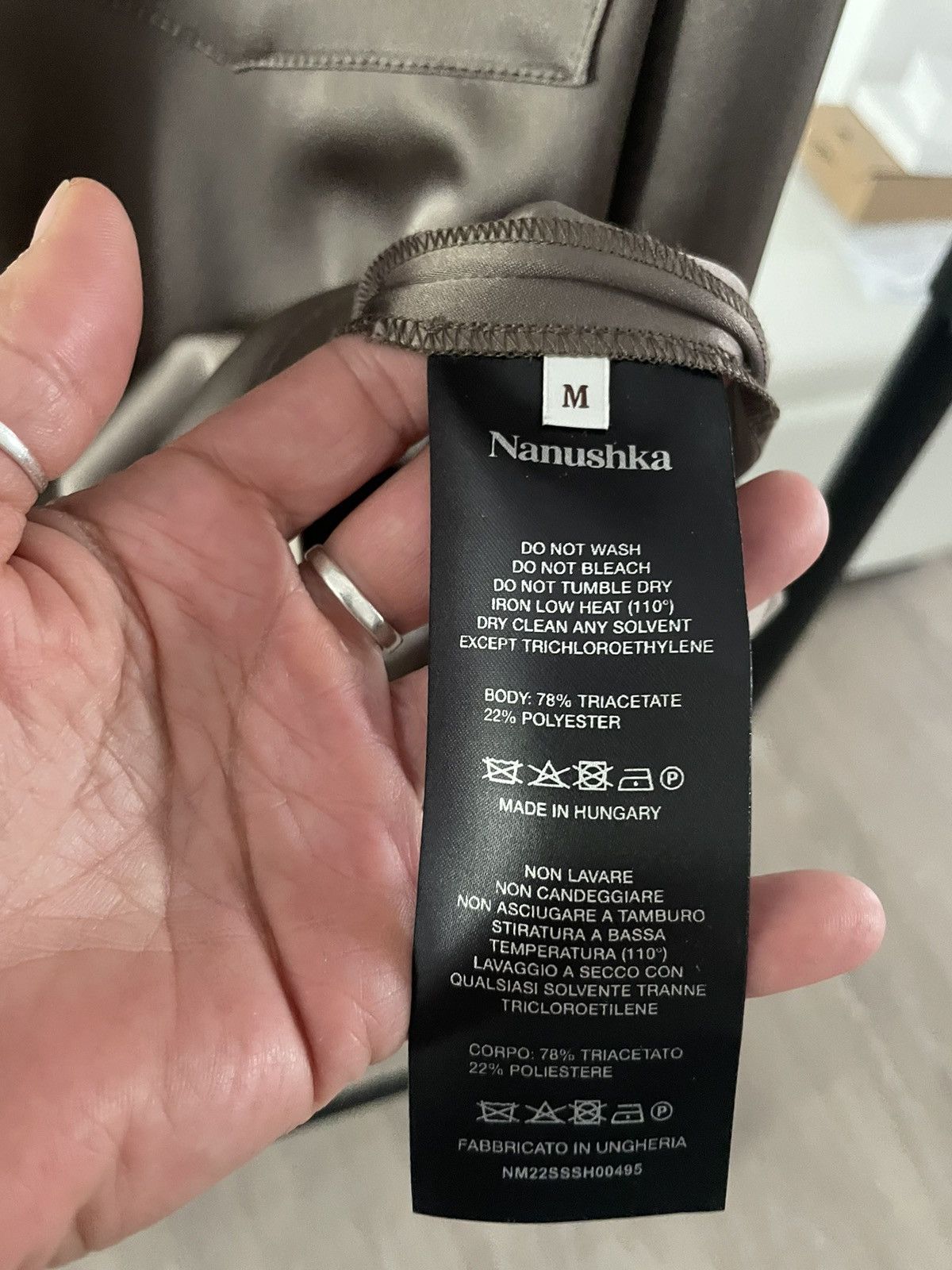Nanushka Nanushka Silk Optic Khaki Brown Size US M / EU 48-50 / 2 - 4 Thumbnail
