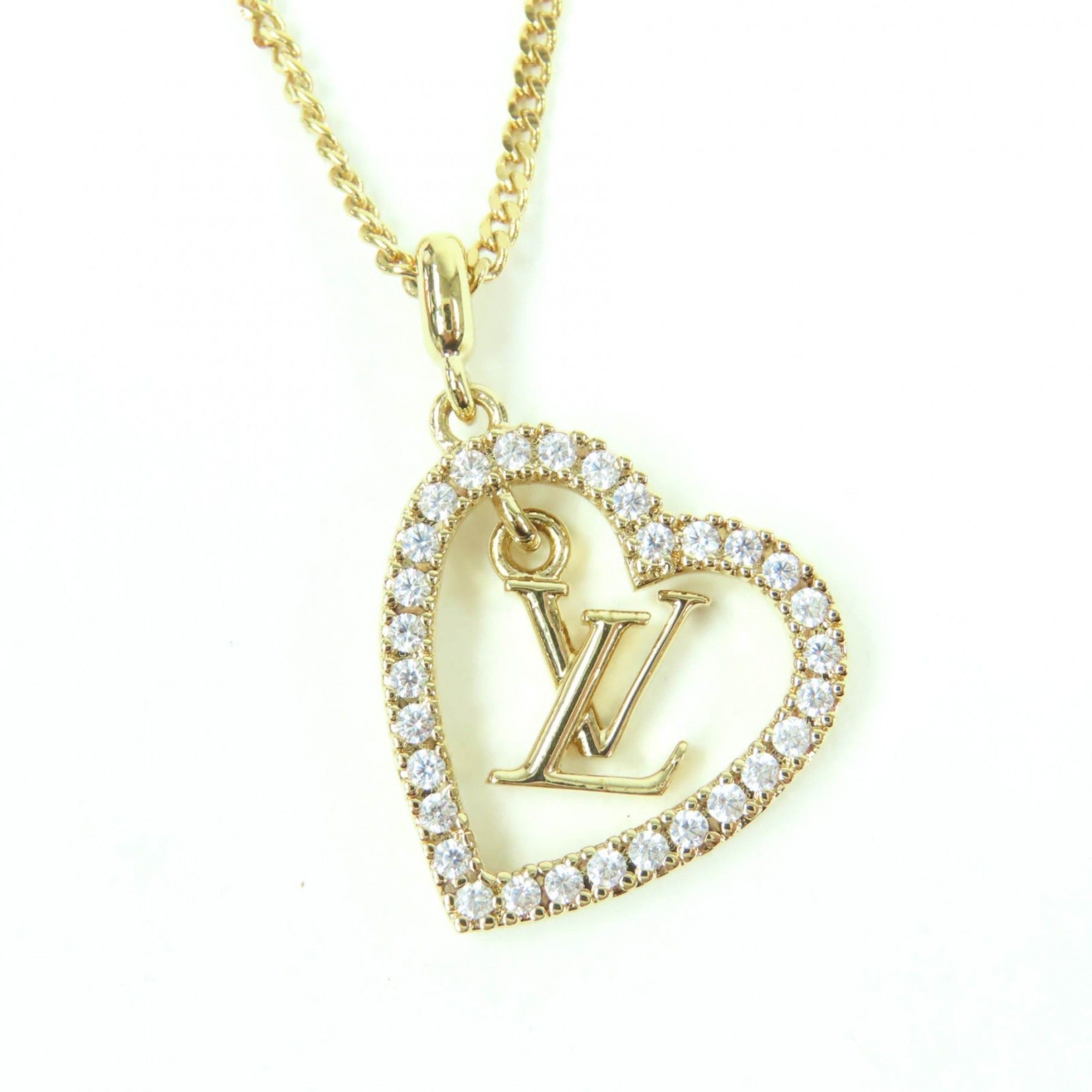 Louis Vuitton LOUIS VUITTON 2024 M02389 My LV Heart Rhinestone Gold Necklace with Box and Dust Bag, Made in Italy, Women's Size ONE SIZE - 1 Thumbnail