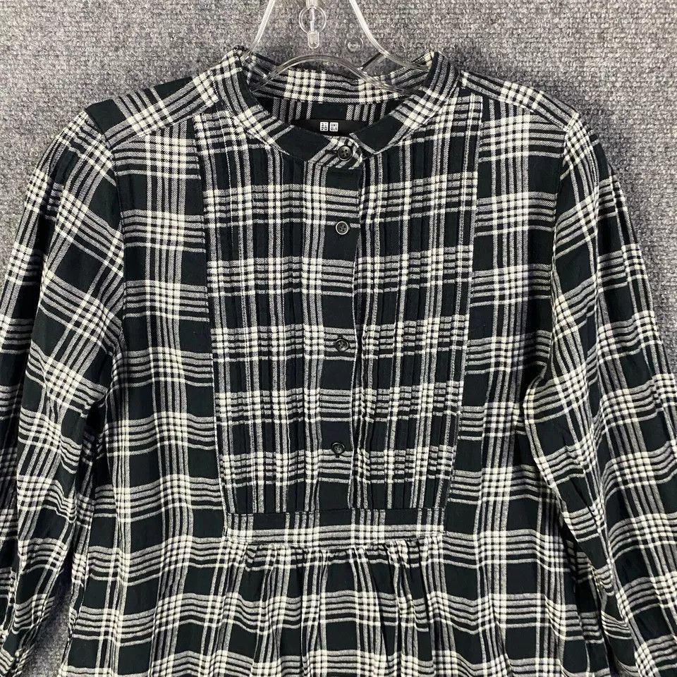 Uniqlo Uniqlo Dress Women's Small Shirt A-Line Plaid Henley Size S / US 4 / IT 40 - 2 Thumbnail