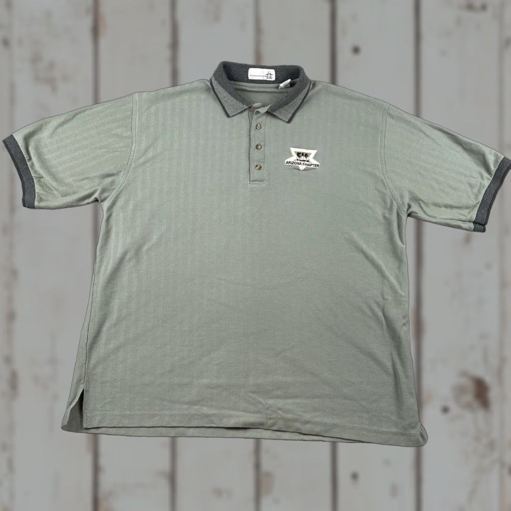 Vintage VINTAGE MunsingWear Polo Shirt Mens XL Green Knit Zig Zag EIA Arizona Chapter Polo Shirt Size US XL / EU 56 / 4 - 1 Thumbnail