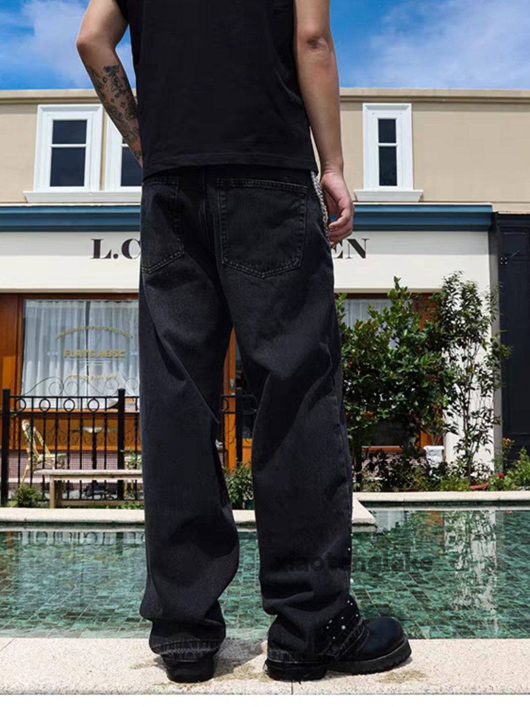 Jean Custom washed faded loose baggy skate hiphop jeans Size US 28 / EU 44 - 2 Thumbnail