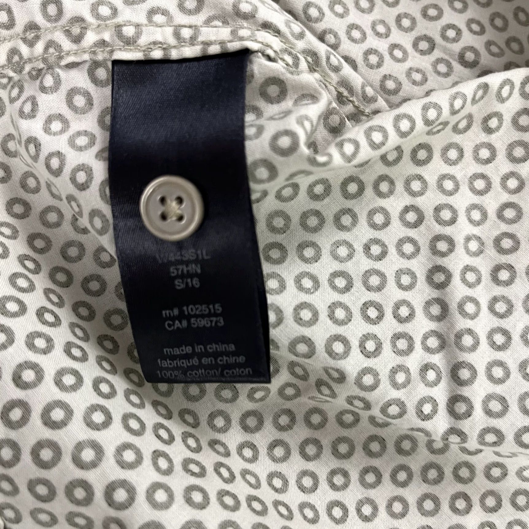 John Varvatos John Varvatos Shirt Mens Large Abstract Geometric Button-Up Casual Luxe White Size US L / EU 52-54 / 3 - 5 Thumbnail