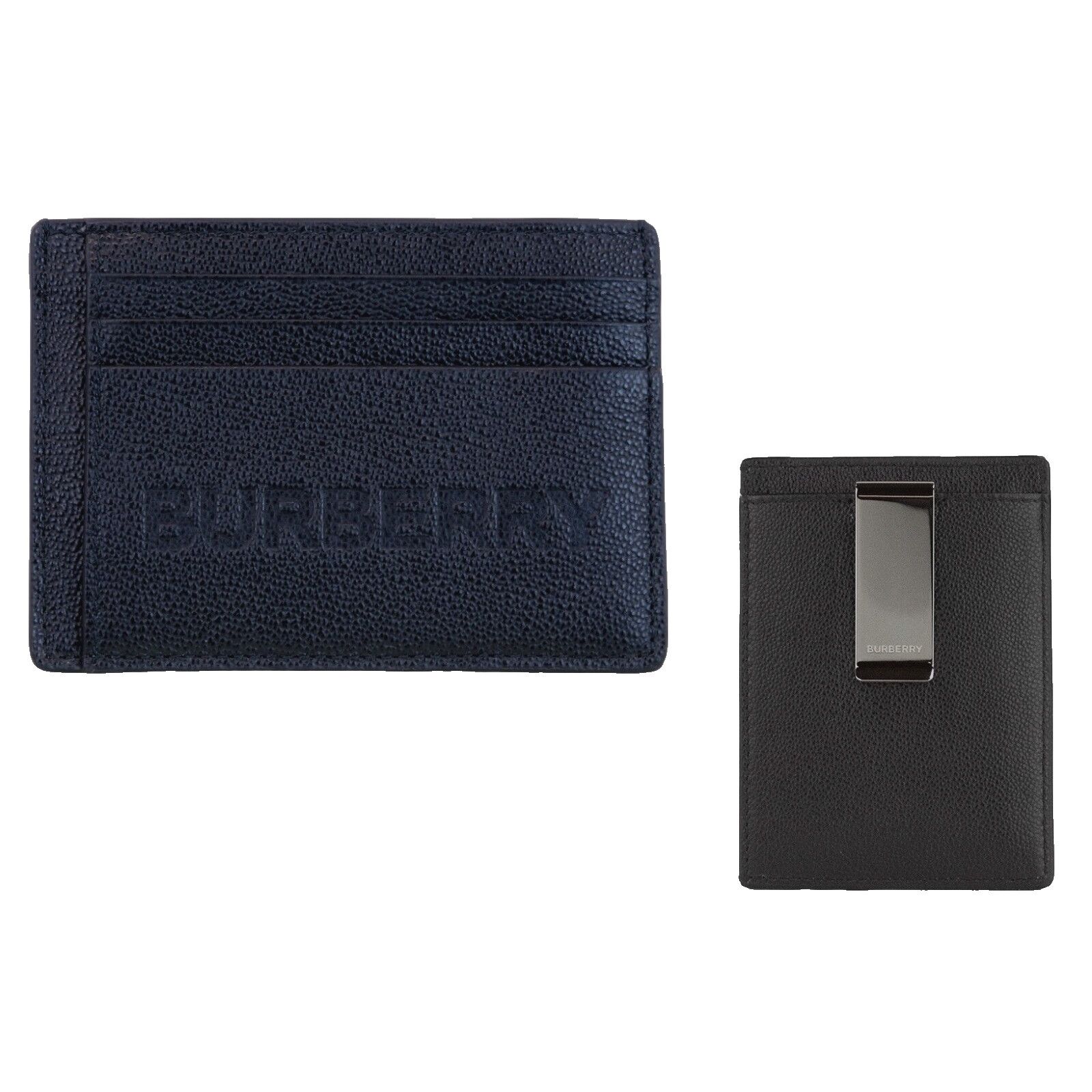 image of Burberry Chase Black Grained Leather Logo Card Holder Case Wallet, Men's