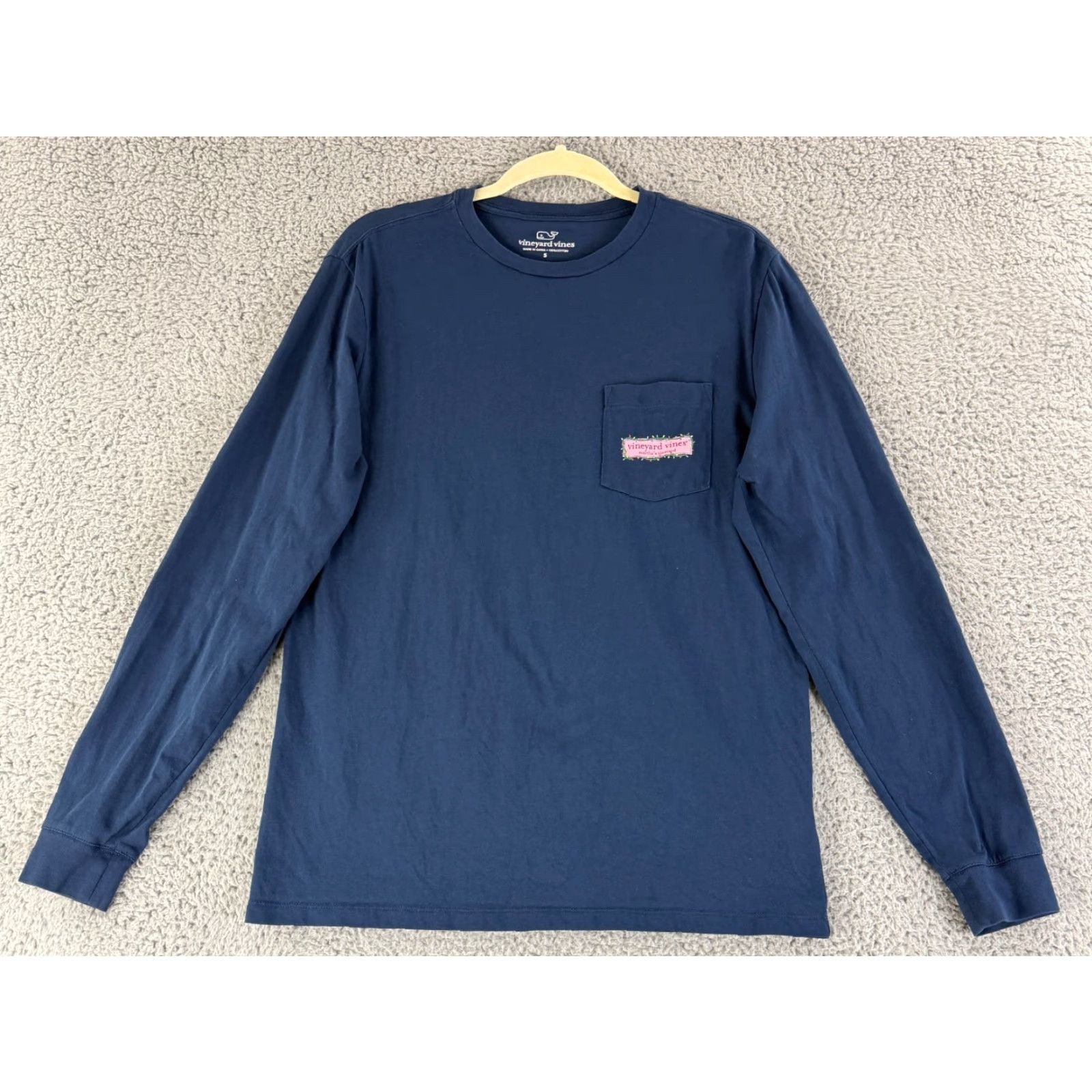 Vineyard Vines Vineyard Vines T-Shirt Men Small Blue Long Sleeve Graphic Print Crew Neck Cotton Size US S / EU 44-46 / 1 - 2 Thumbnail