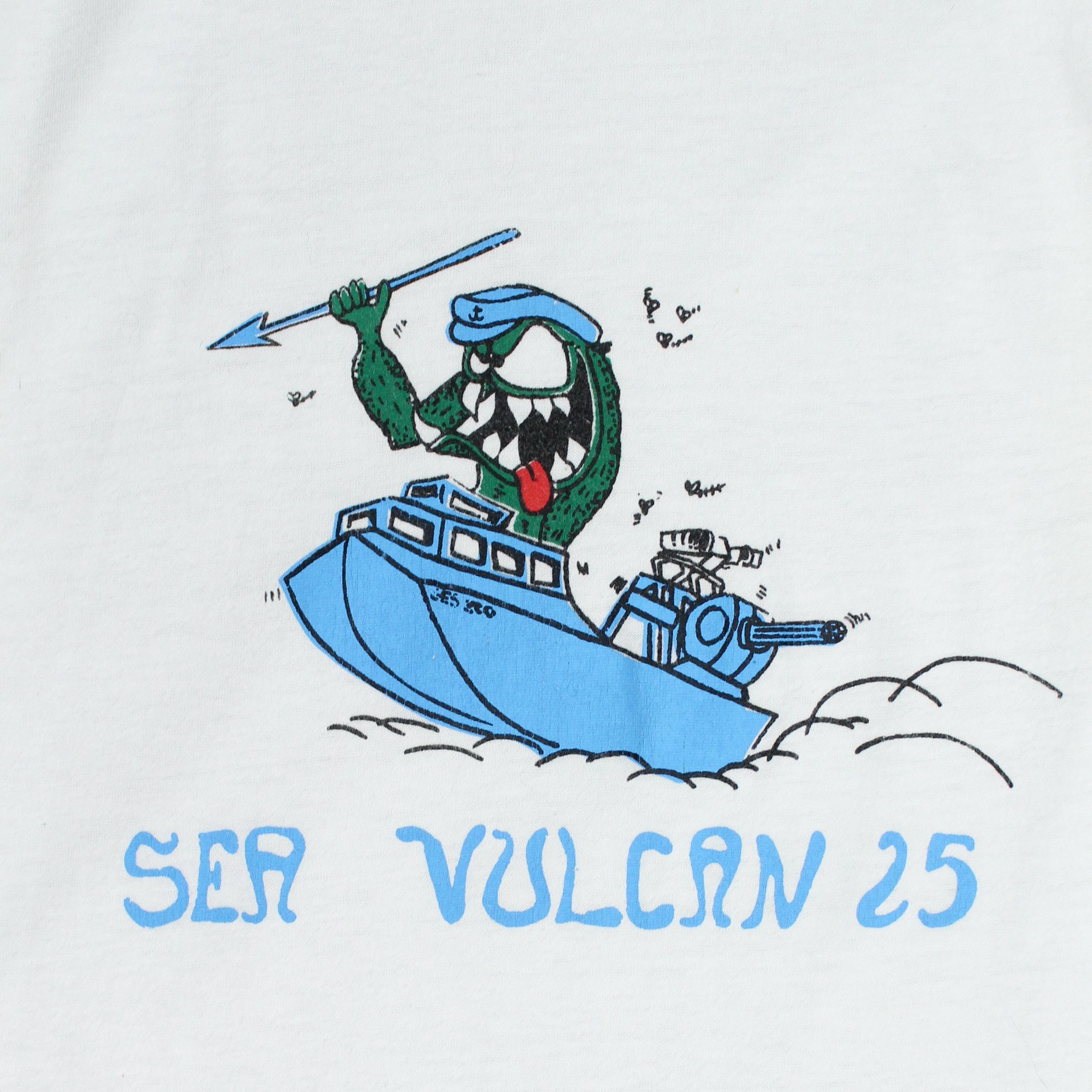 Hanes × Vintage 80s Hanes 50-50 Sea Vulcan 25 Gatling Gun Boat Graphic Tee Size US S / EU 44-46 / 1 - 2 Thumbnail