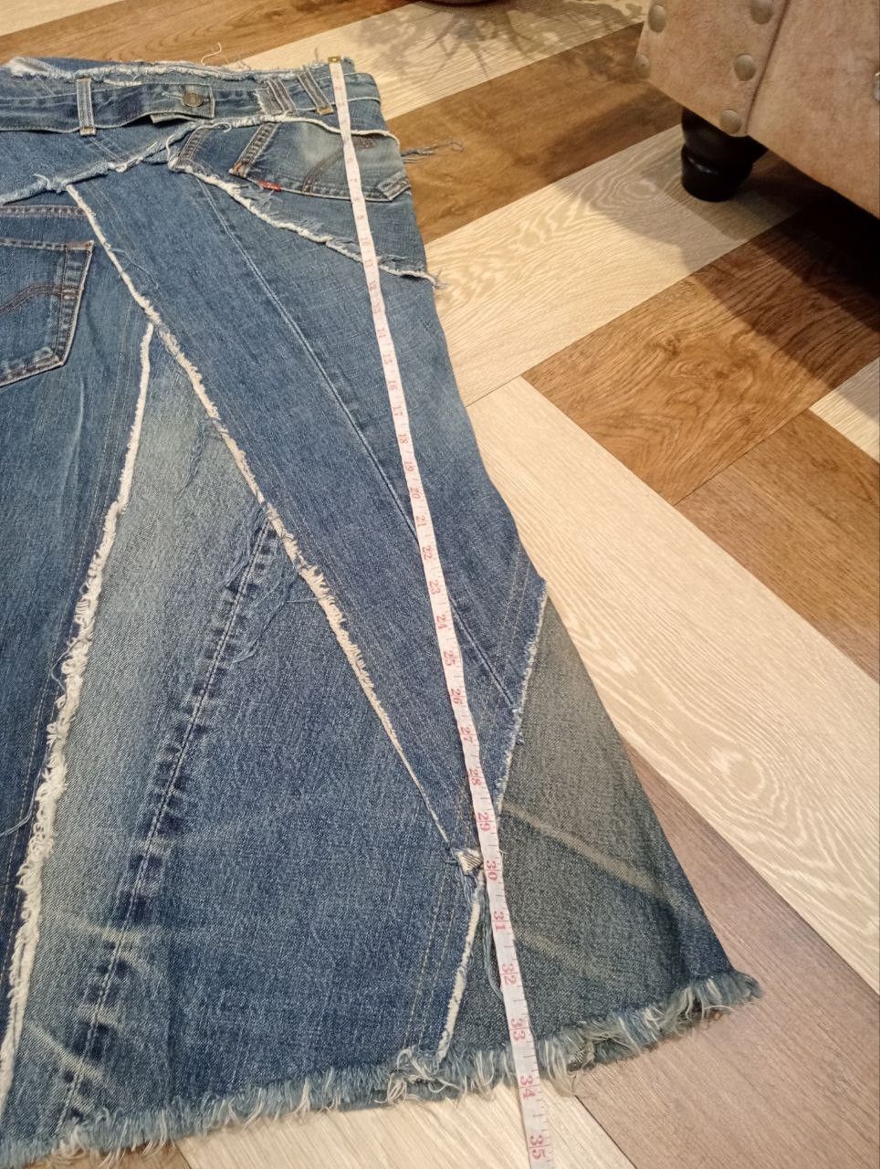 Japanese Brand JUNGLE CAT x LEVI'S DENIM PATCHWORK MIDI SKIRT Size 28" / US 6 / IT 42 - 14 Thumbnail