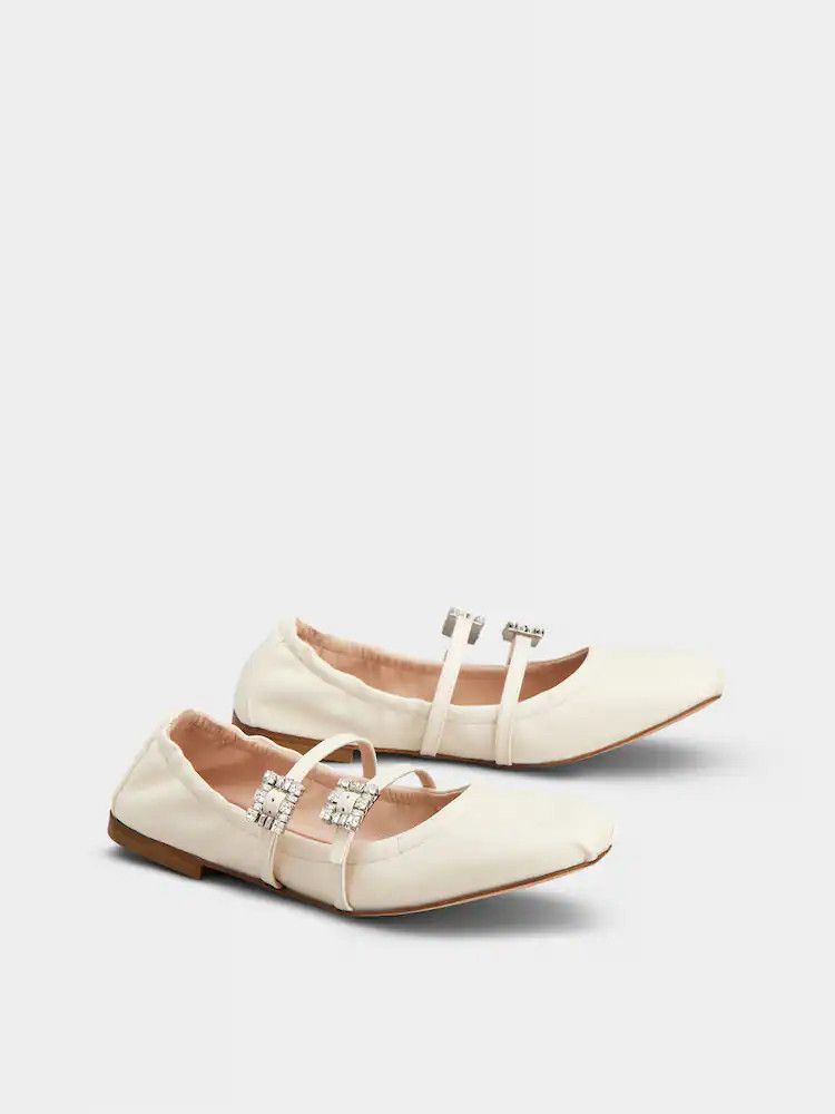 Roger Vivier o1s22i1n0824 Nappa Ballet Strass Buck Flats in White Size US 9 / IT 39 - 2 Thumbnail