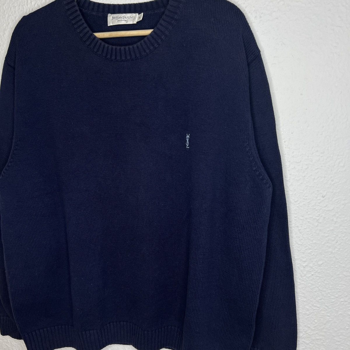 Yves Saint Laurent Yves Saint Laurent YSL Jumper Sweater Knitwear Navy Size US XL / EU 56 / 4 - 3 Thumbnail