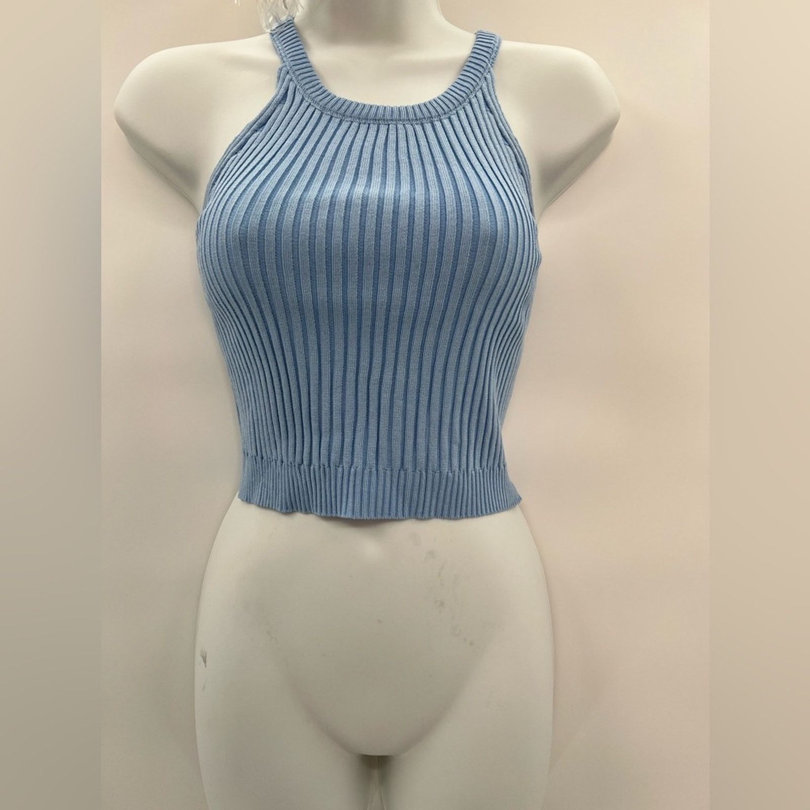 & Other Stories Blue Tank Top for Women – Sexy Ribbed Round Neck Top NWOT Size S / US 4 / IT 40 - 2 Thumbnail