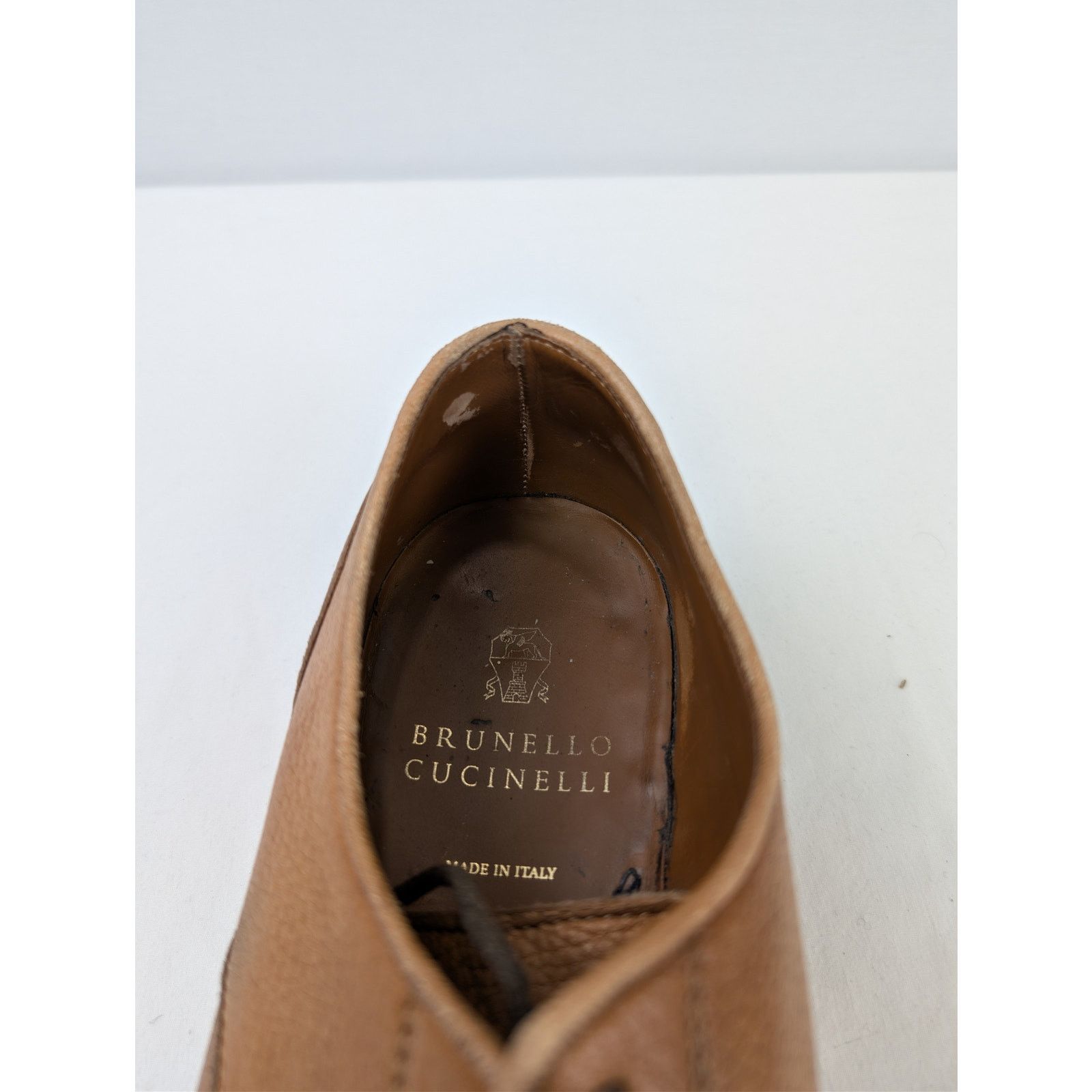 Brunello Cucinelli o1rshd1 CC20 men's brown grain leather cap-toe derby shoes Size US 10 / EU 43 - 15 Thumbnail