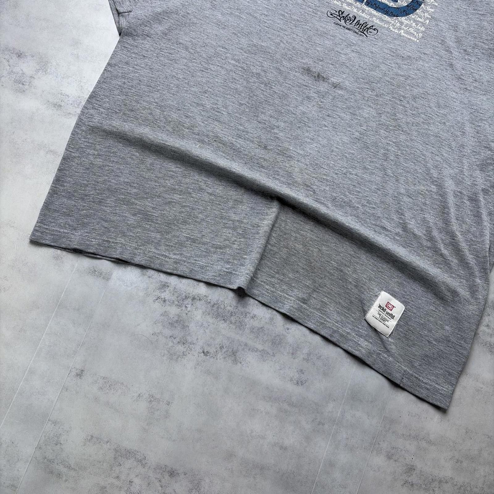 Ecko Unltd. Y2K Grey Ecko Unltd Grunge Distressed Skater T-Shirt Size US XXL / EU 58 / 5 - 4 Thumbnail