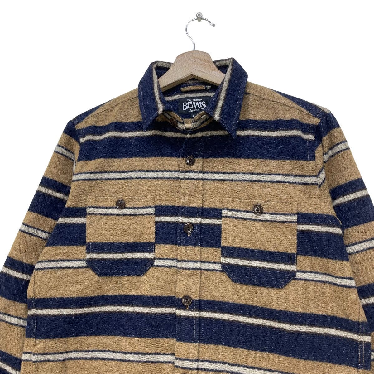 Beams Plus × Designer × Japanese Brand Japanese Brand Beams Stripe Long Sleeve Polo Shirt Size US S / EU 44-46 / 1 - 3 Thumbnail