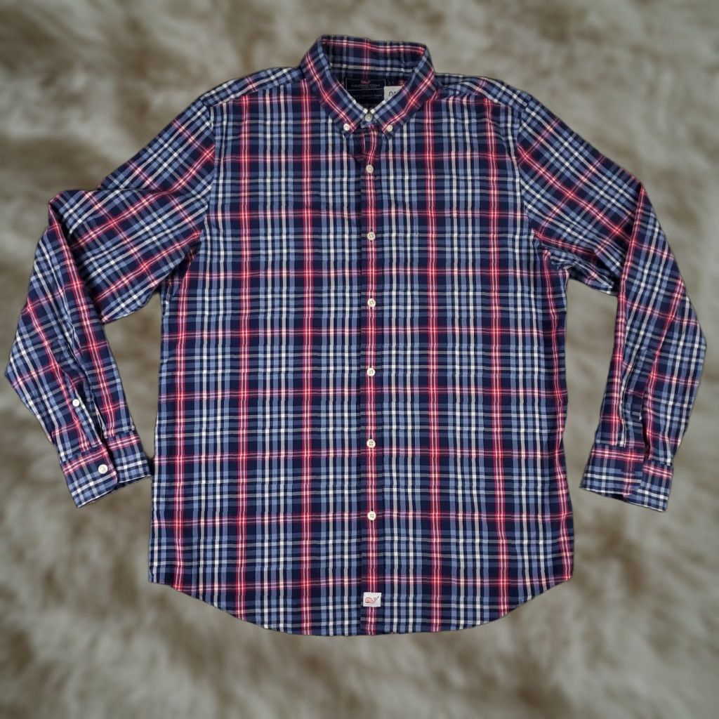 Vineyard Vines Vineyard Vines Shirt Men Large Blue Plaid Button-Up Long Sleeve Cotton Casual Preppy Classic Mens Size US L / EU 52-54 / 3 - 1 Thumbnail