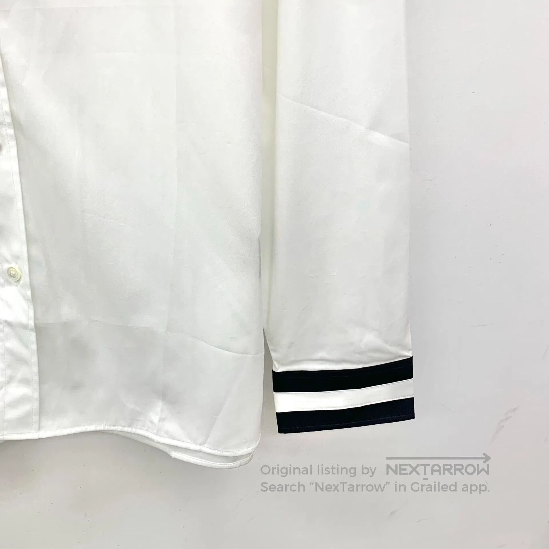 Burberry Burberry White Striped Cotton Collared Single-Breasted Lon Size US XL / EU 56 / 4 - 4 Thumbnail