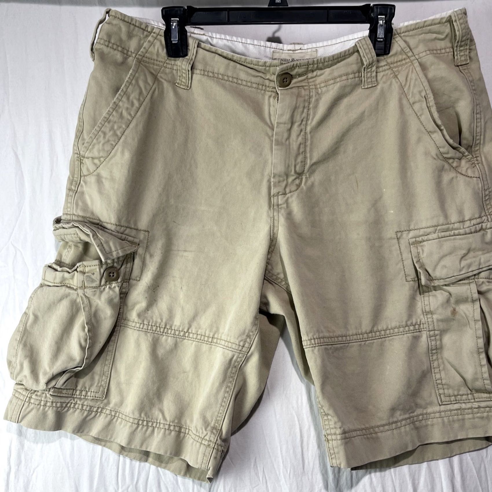 Ralph Lauren Denim & Supply Ralph Lauren Cargo Shorts Mens 36 Beige Cotton Denim Front Pocket Zipper Casual Workwear Vintage No Size US 36 / EU 52 - 3 Thumbnail