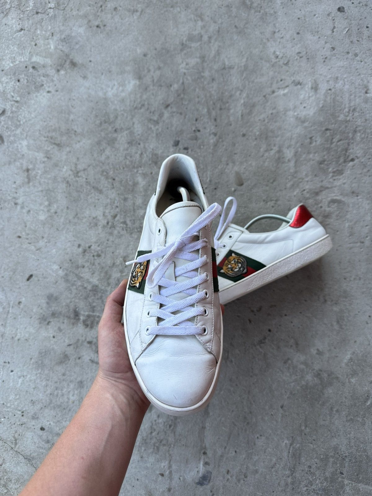 Gucci Vintage Gucci Ace Tiger Leather Sneakers Luxury Old Money Size US 12.5 / EU 45-46 - 3 Thumbnail